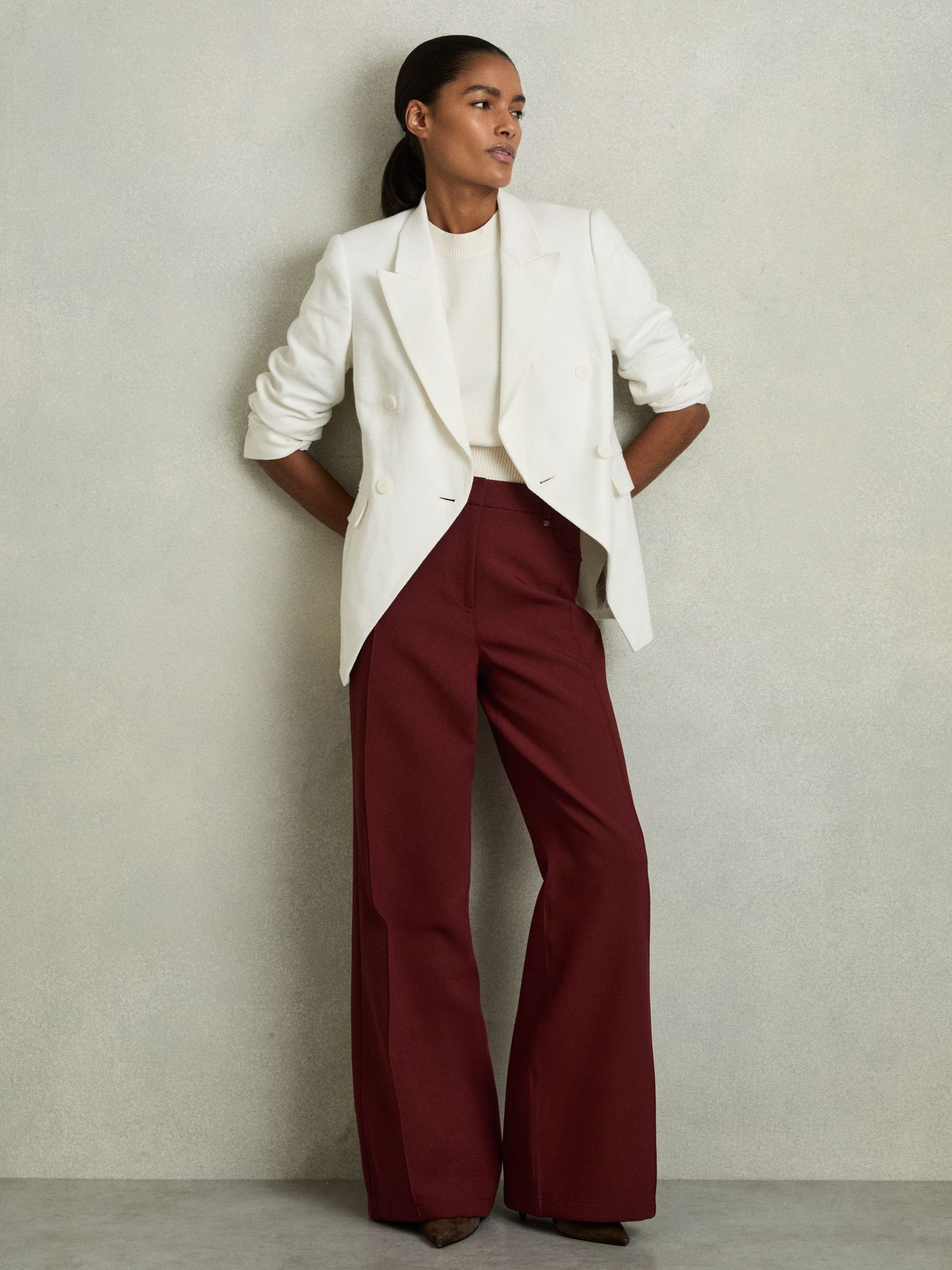 Petite Palazzo Tailored Trousers in Dark Red (AW6609) | €195