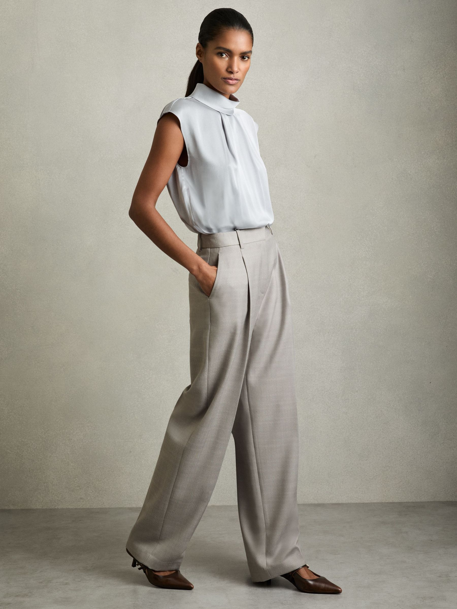 Wool-Blend Wide-Leg Suit Trousers in Grey (AW6763) | €270