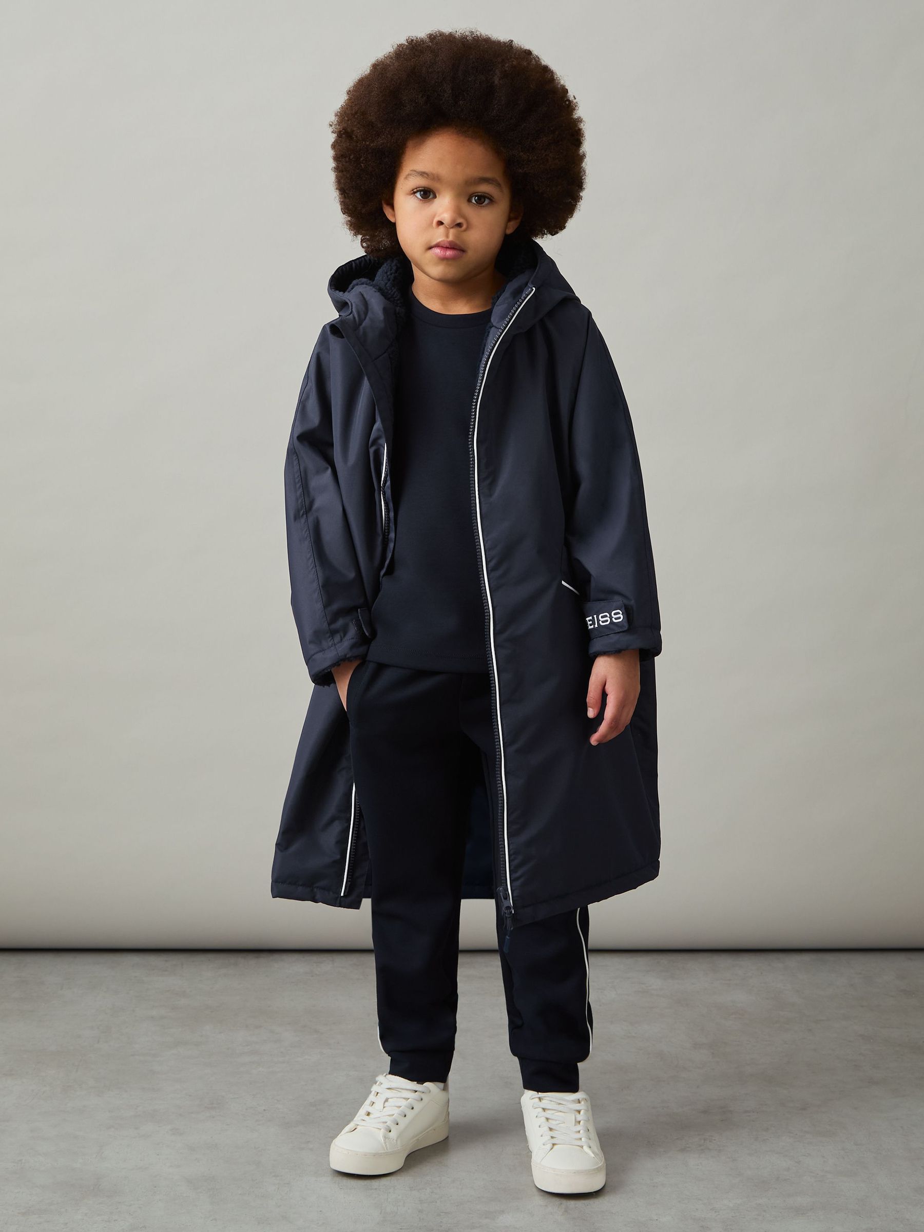 3-6 yrs Water-Repellent Fleece-Lined Coat in Navy/White (AW6786) | €125