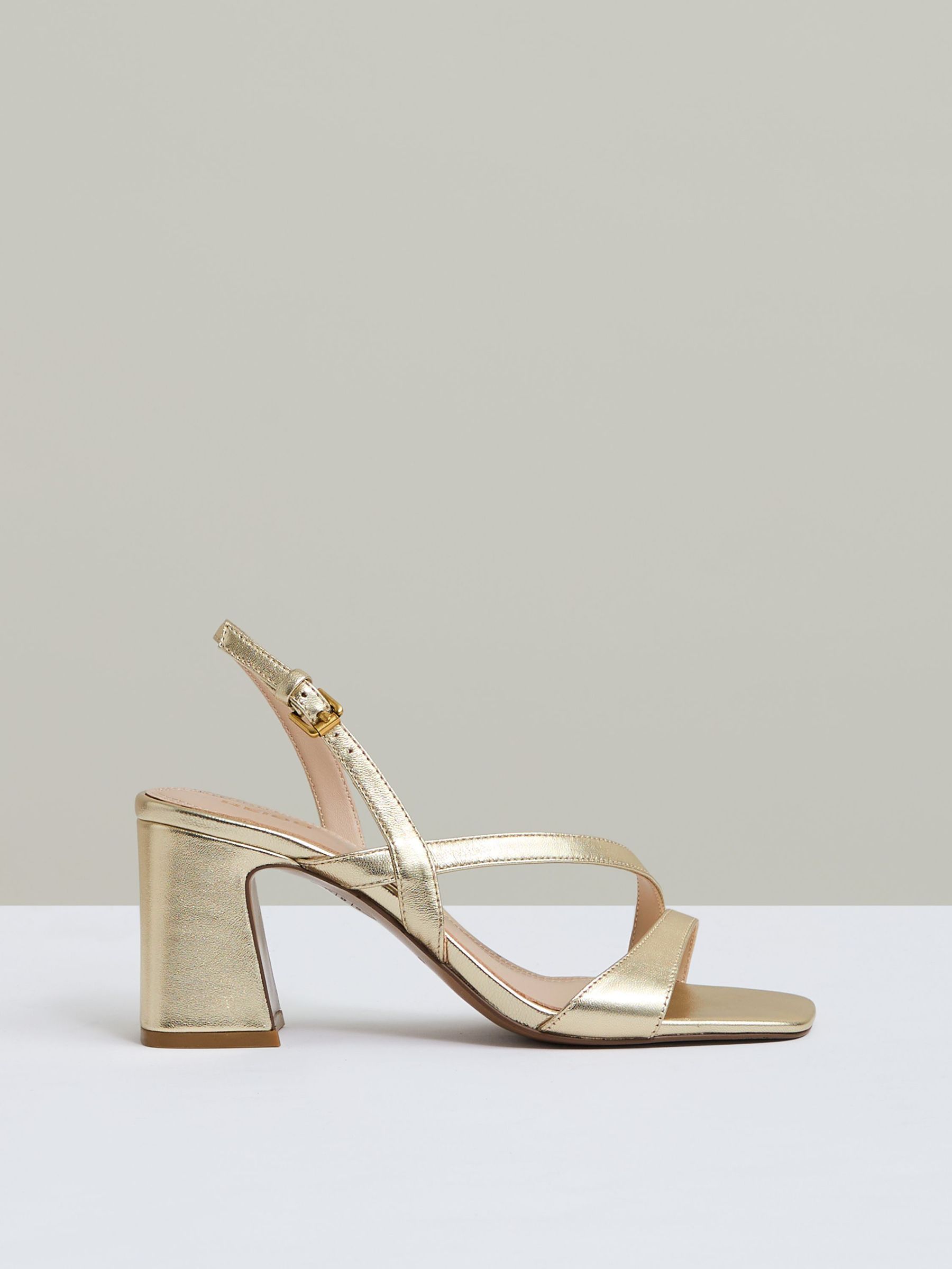 Strappy Leather Heeled Sandals in Gold (AW6789) | €195