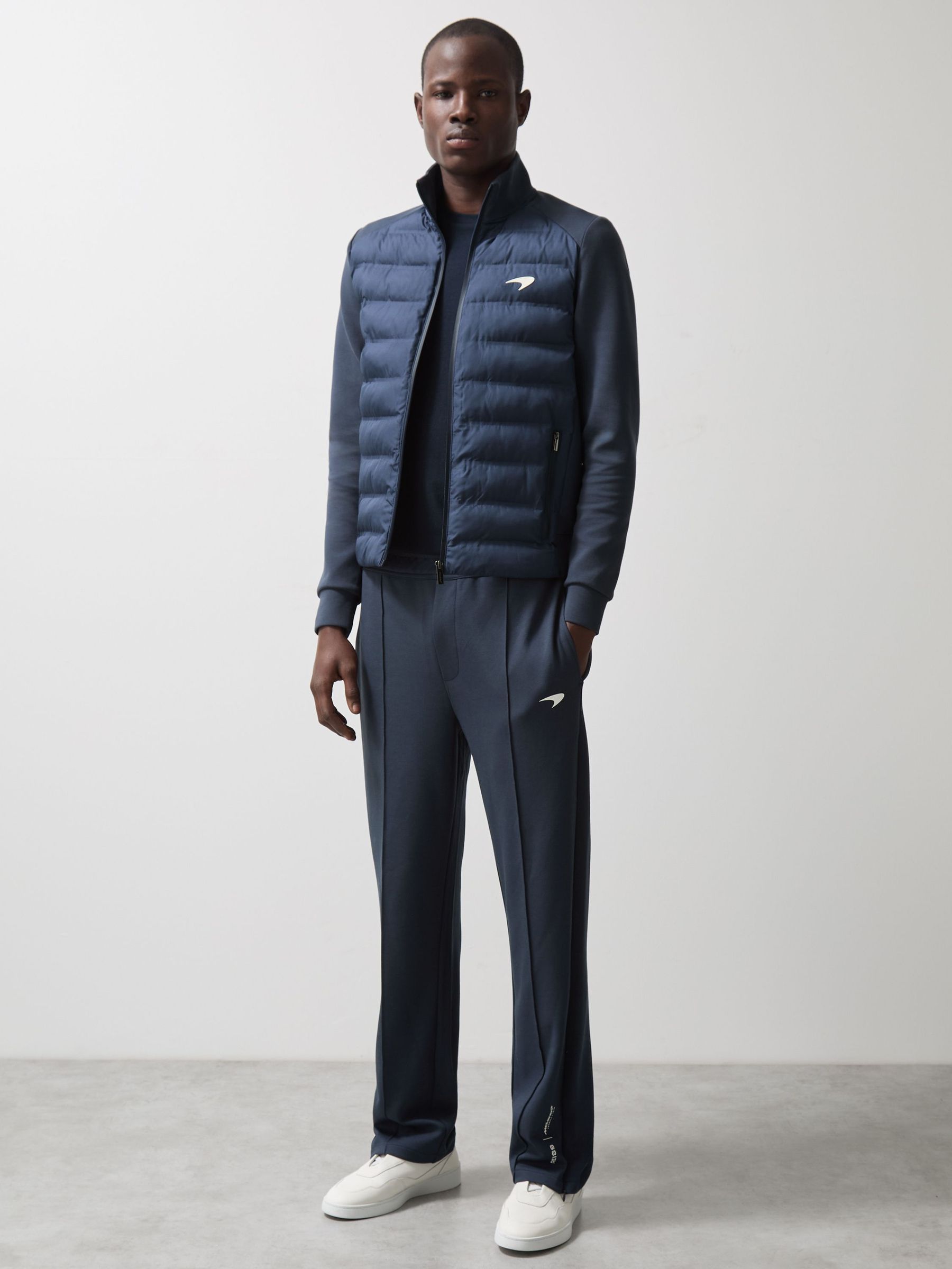 McLaren F1 Team Quilted Hybrid Jacket in Airforce Blue (AW8232) | $330