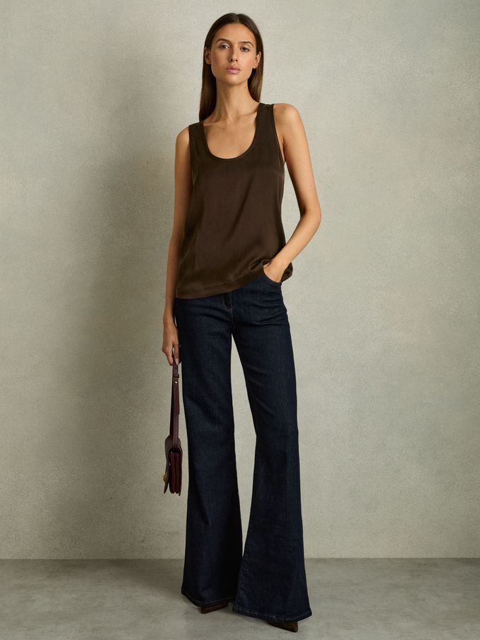 Silk-Front Cami Top in Chocolate (AW8912) | US$140