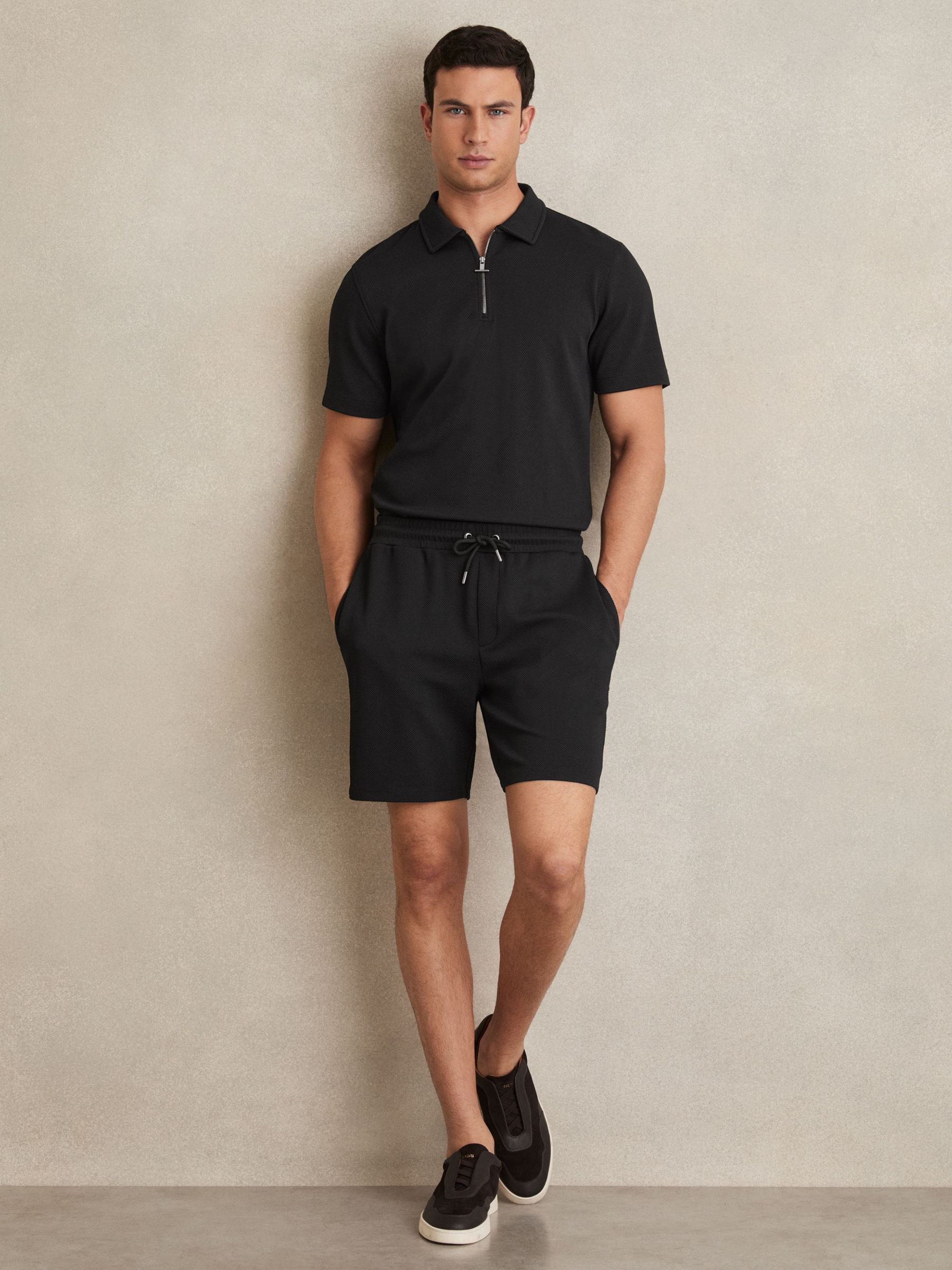 Textured Drawstring Shorts in Black (AW8928) | €95