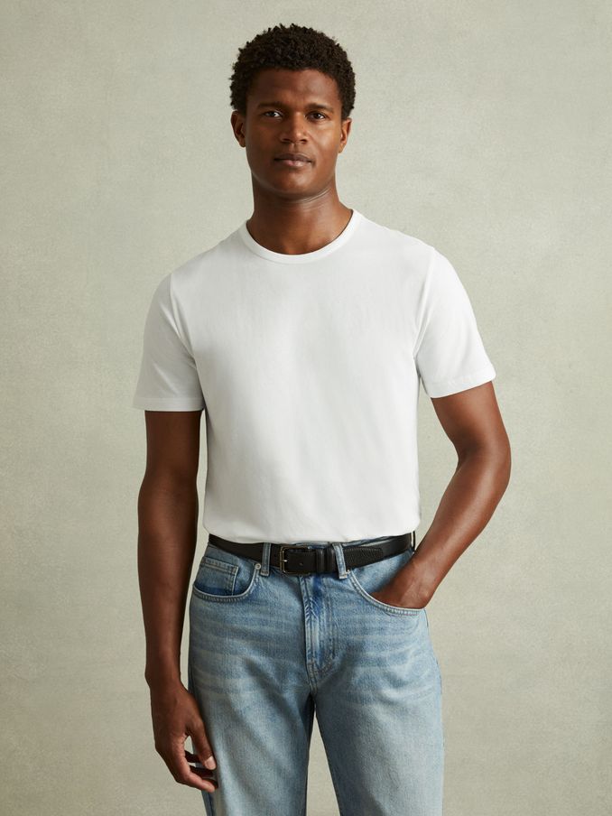 Crew Neck T-Shirt in Optic White (AW8930) | US$60