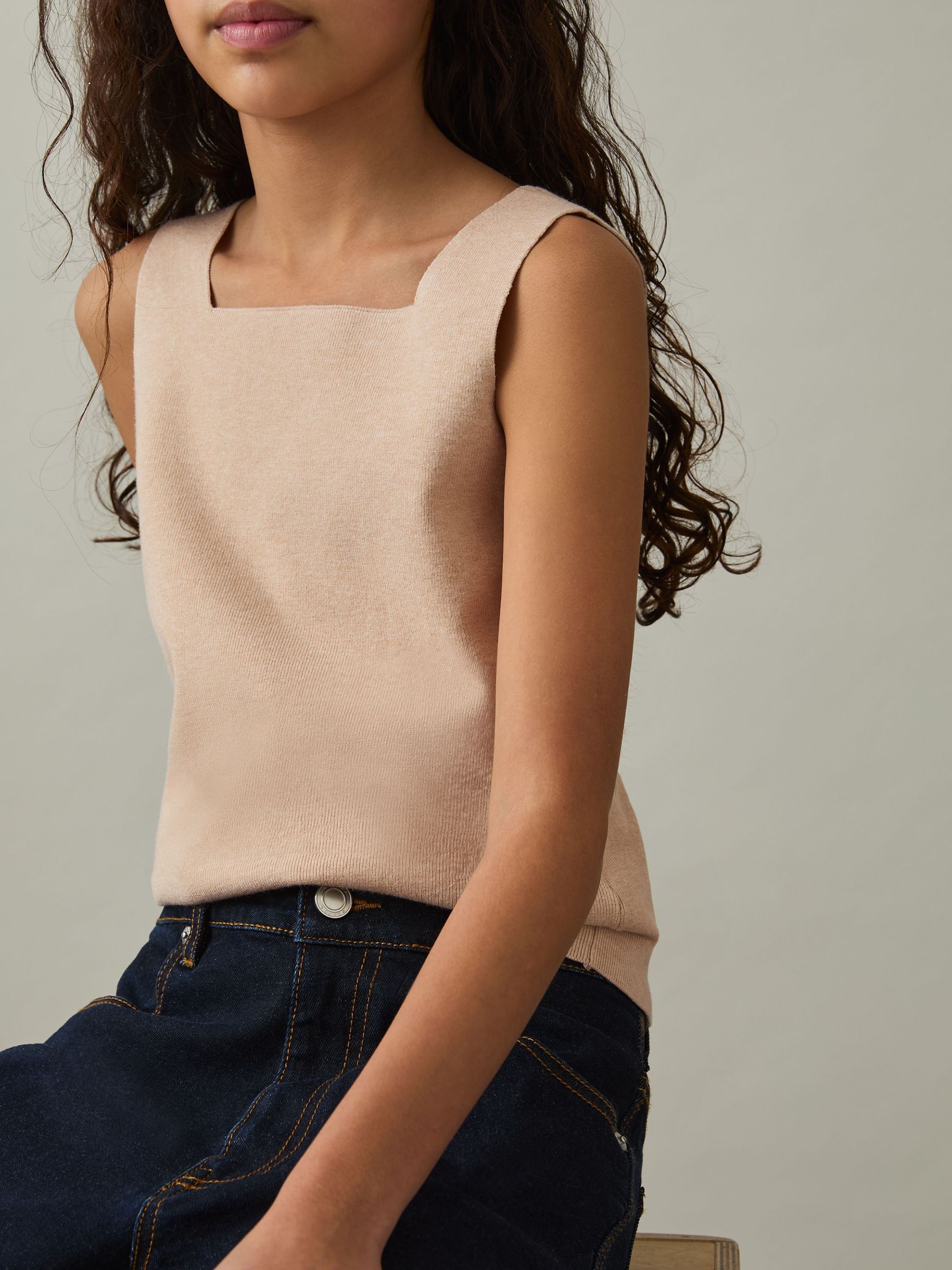 9-13 yrs Compact Knit Top And Cardigan Set in Camel (AW8939) | €95