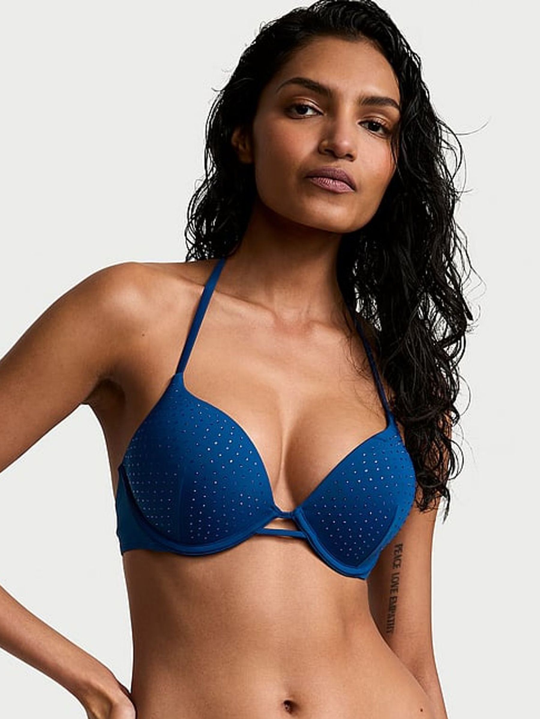 Sapphire Blue Diamante Add 2 Cups Push Up Bikini Top (AY0107) | €78
