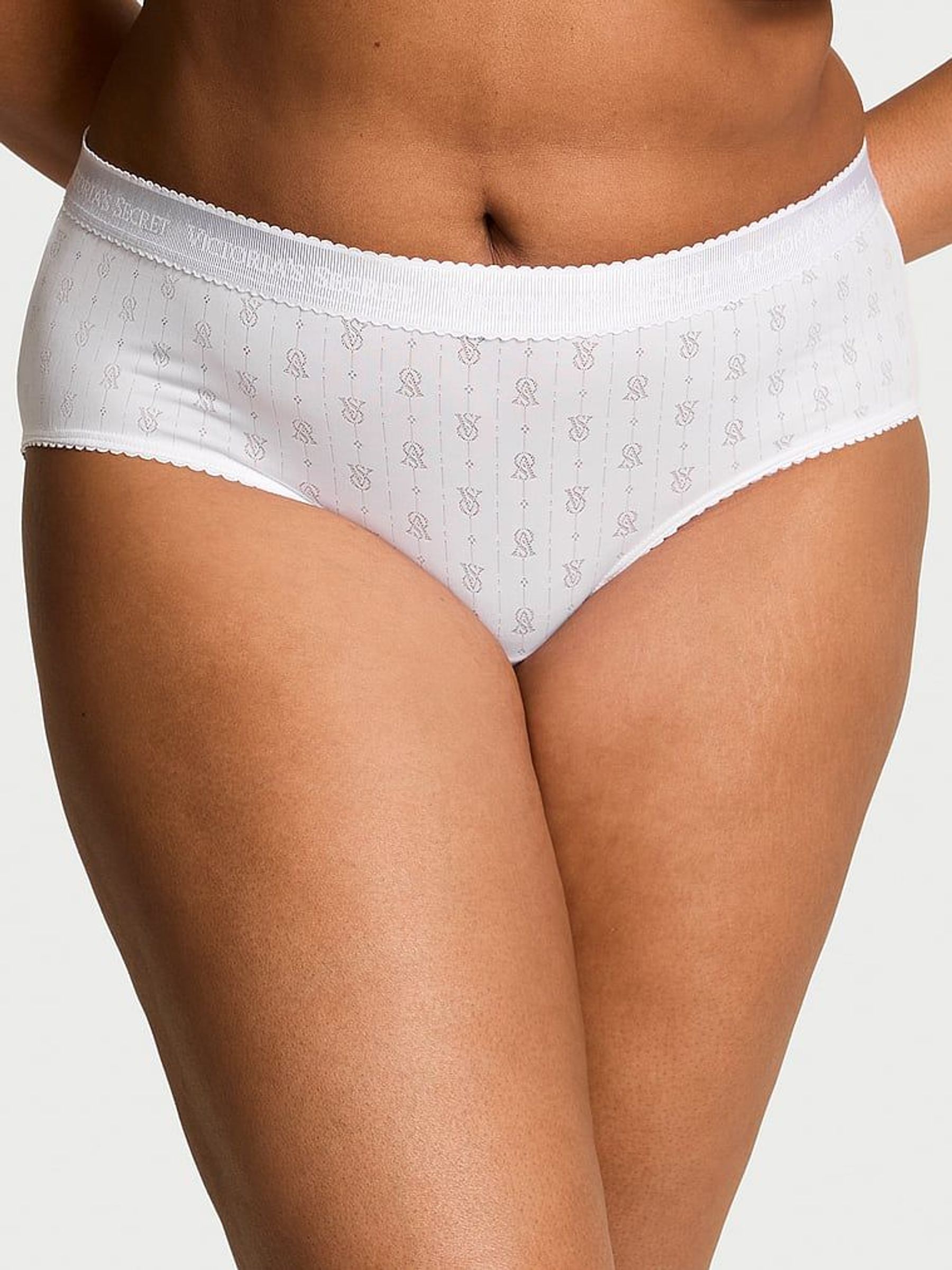 White Hipster Logo Pointelle Knickers (AY0409) | €10.50