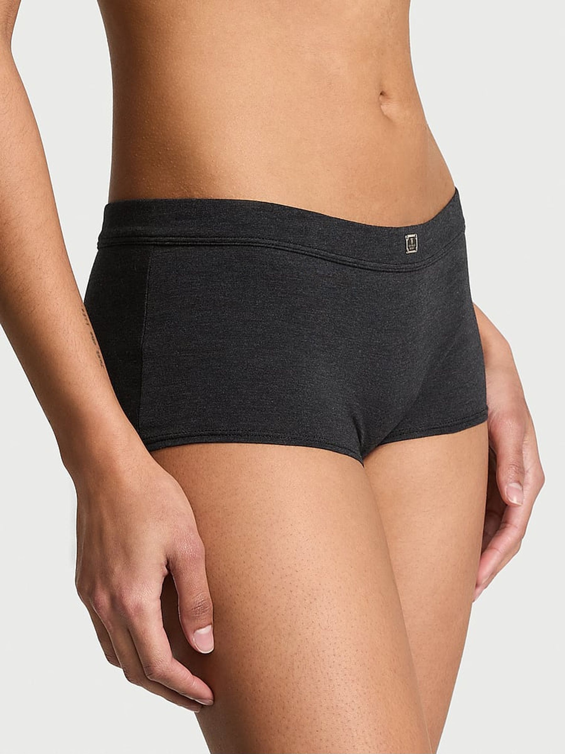 Black Heather Short Cotton Logo Knickers (AY0419) | €10.50
