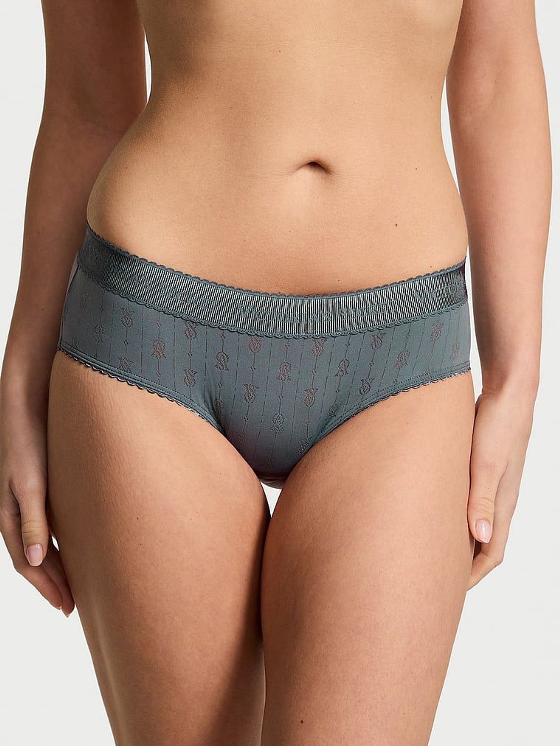 Dark Steel Grey Hipster Logo Pointelle Knickers (AY0422) | €10.50