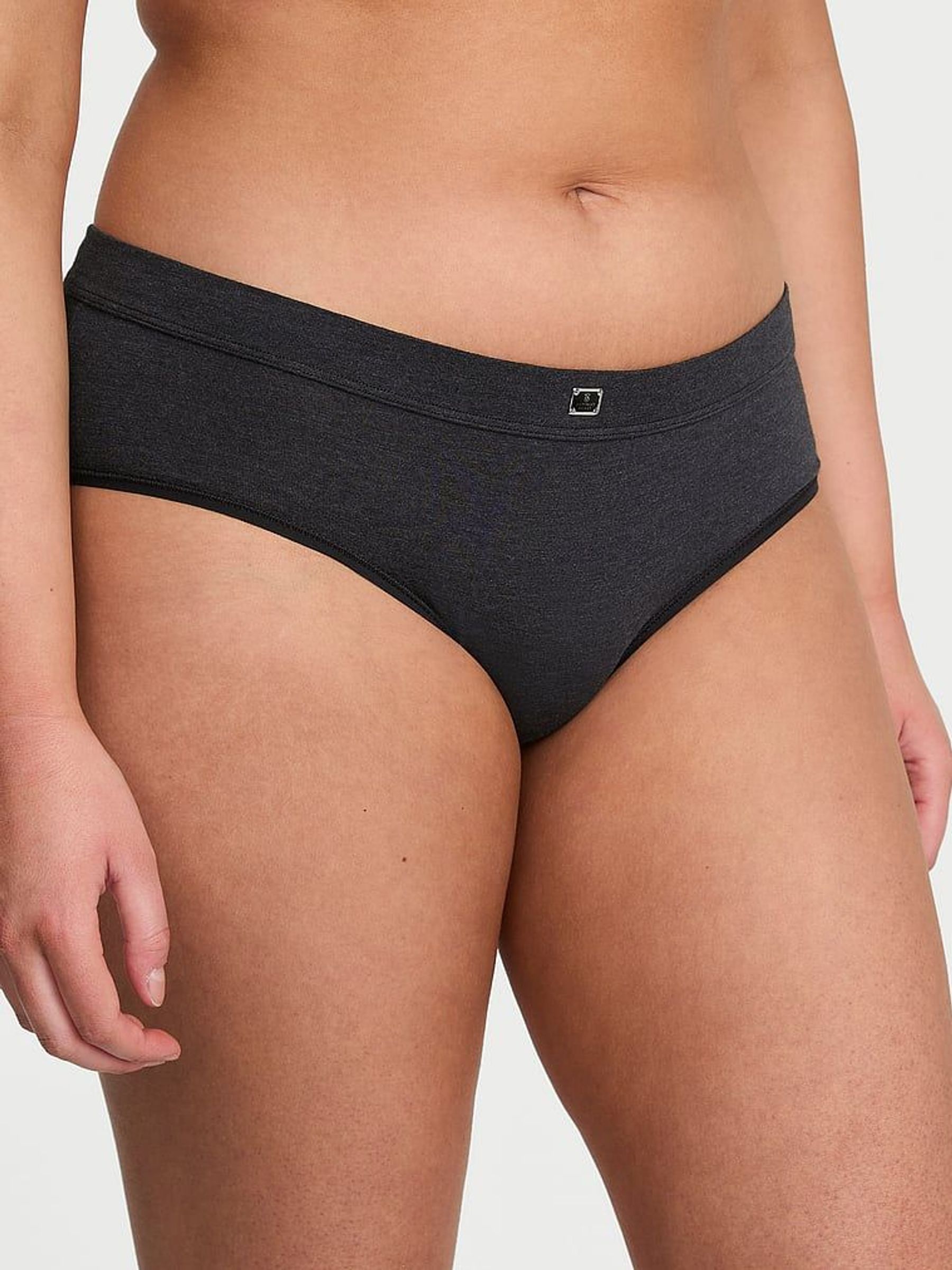 Black Heather Hipster Cotton Logo Knickers (AY0430) | €10.50