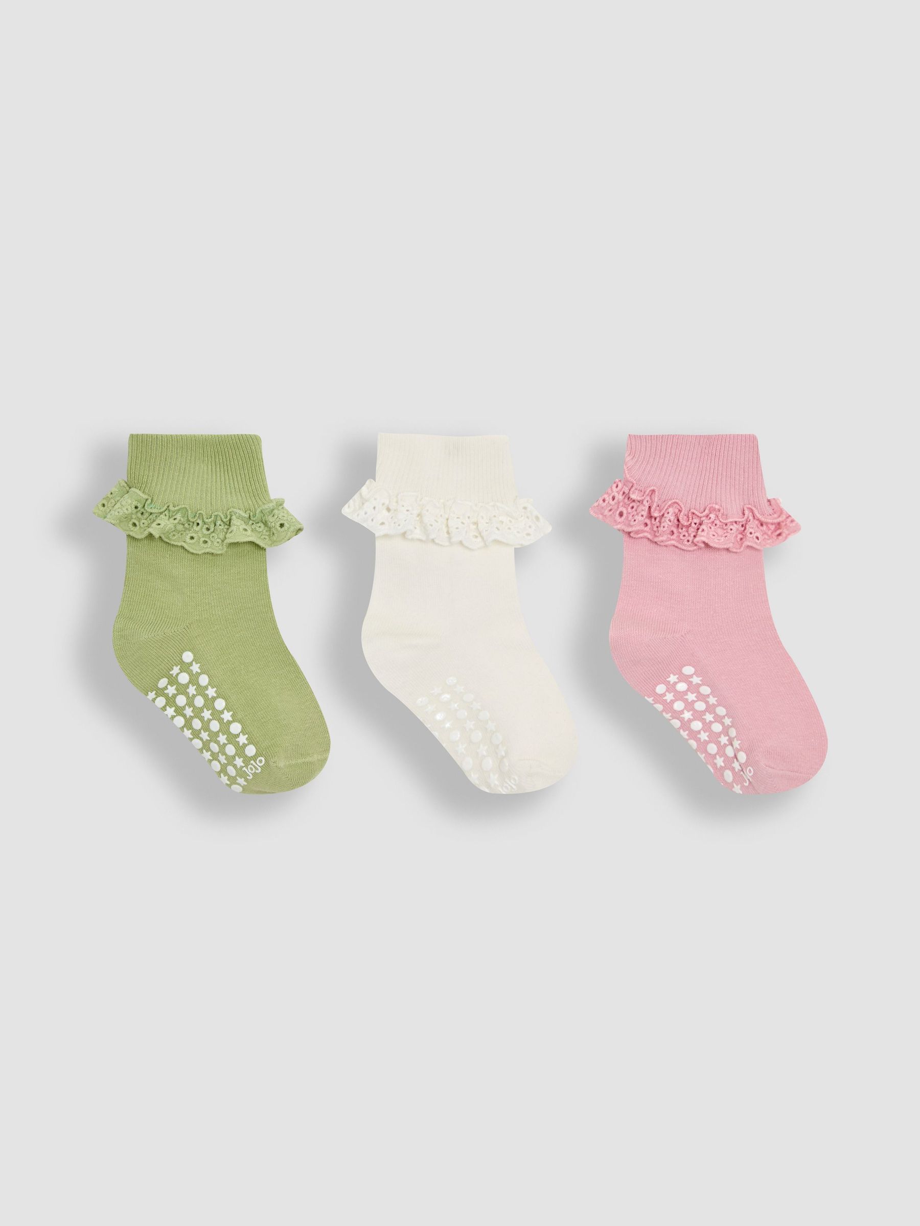 Khaki Frilly Socks 3 Pack (AY1341) | $16