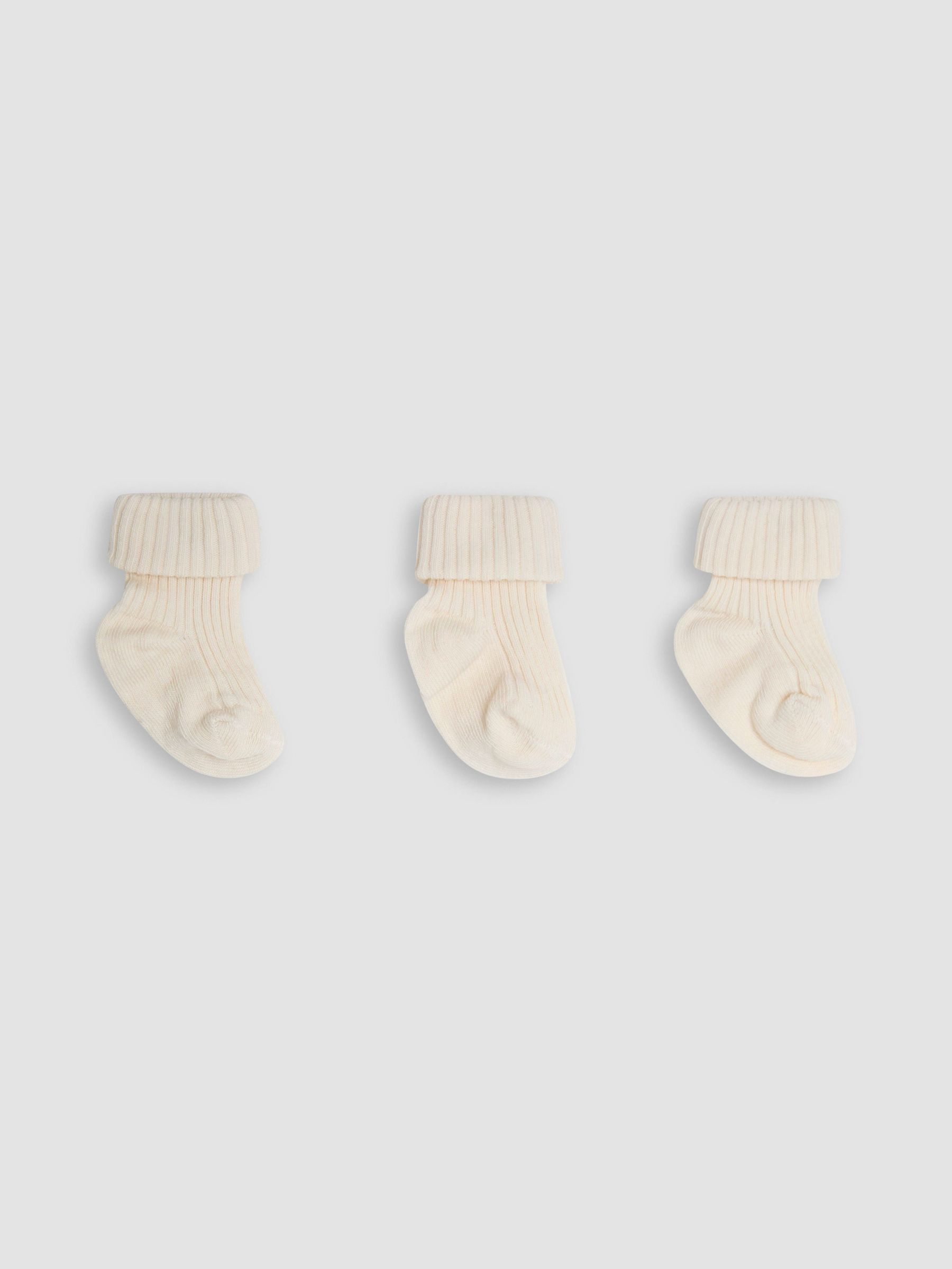 Ecru Cream 3-Pack Ribbed Baby Socks (AY1343) | $16