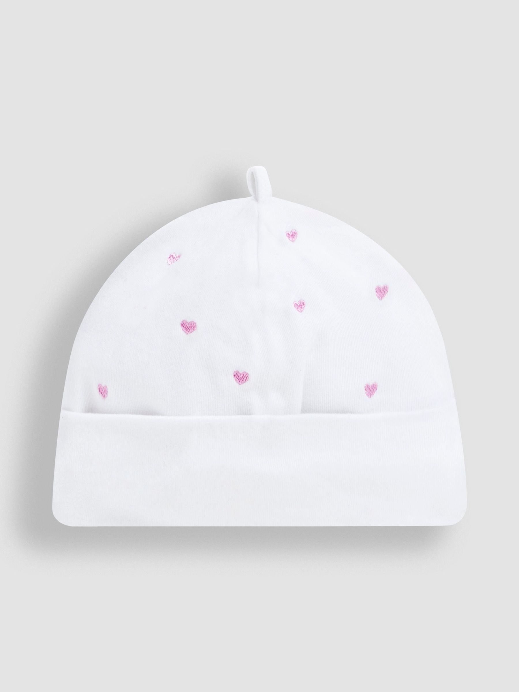 Cream 100% Organic Cotton Heart Embroidered Baby Hat (AY1364) | $9