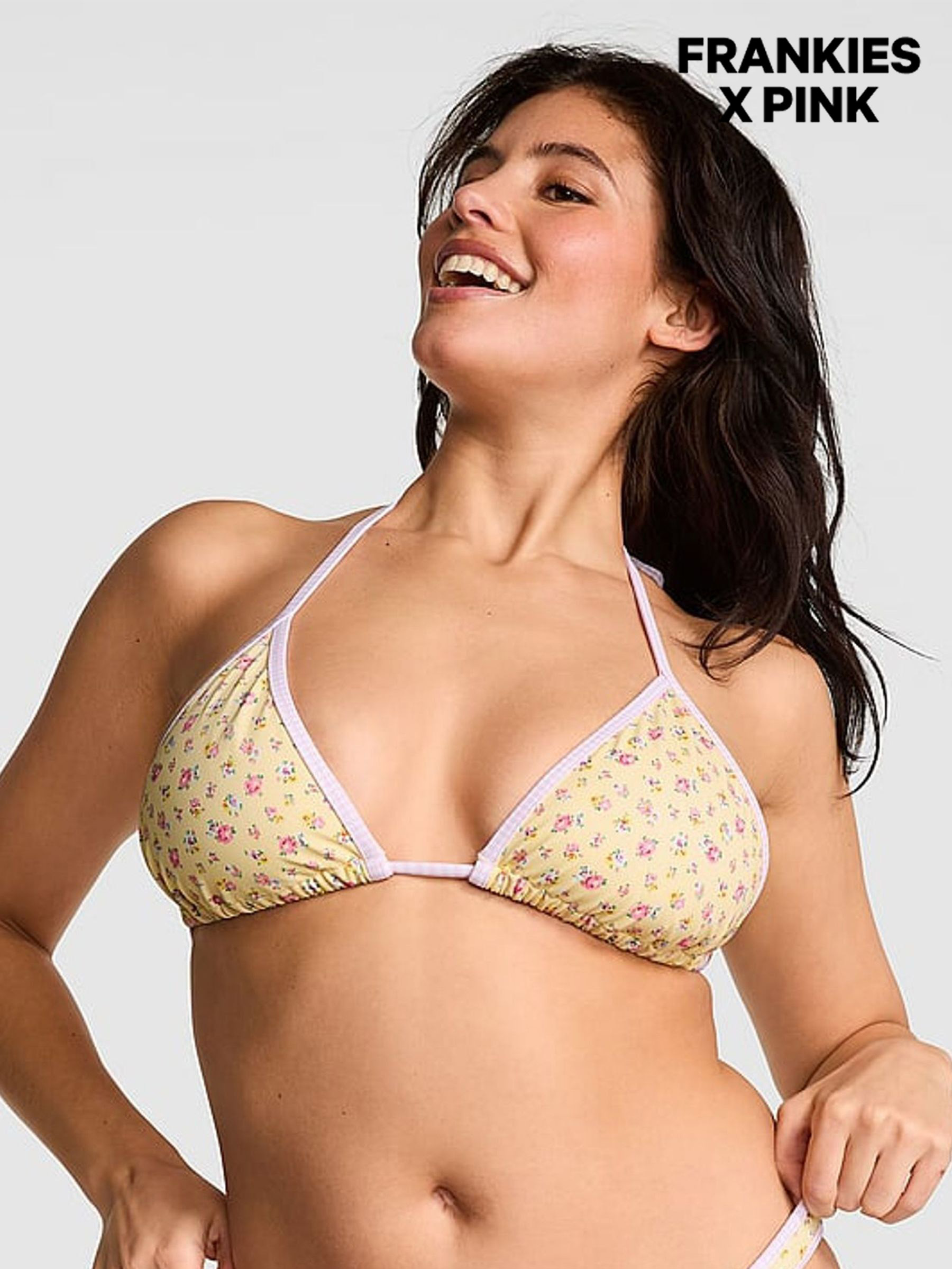 Yellow Floral Cape May Triangle Bikini Top (AY1524) | €39
