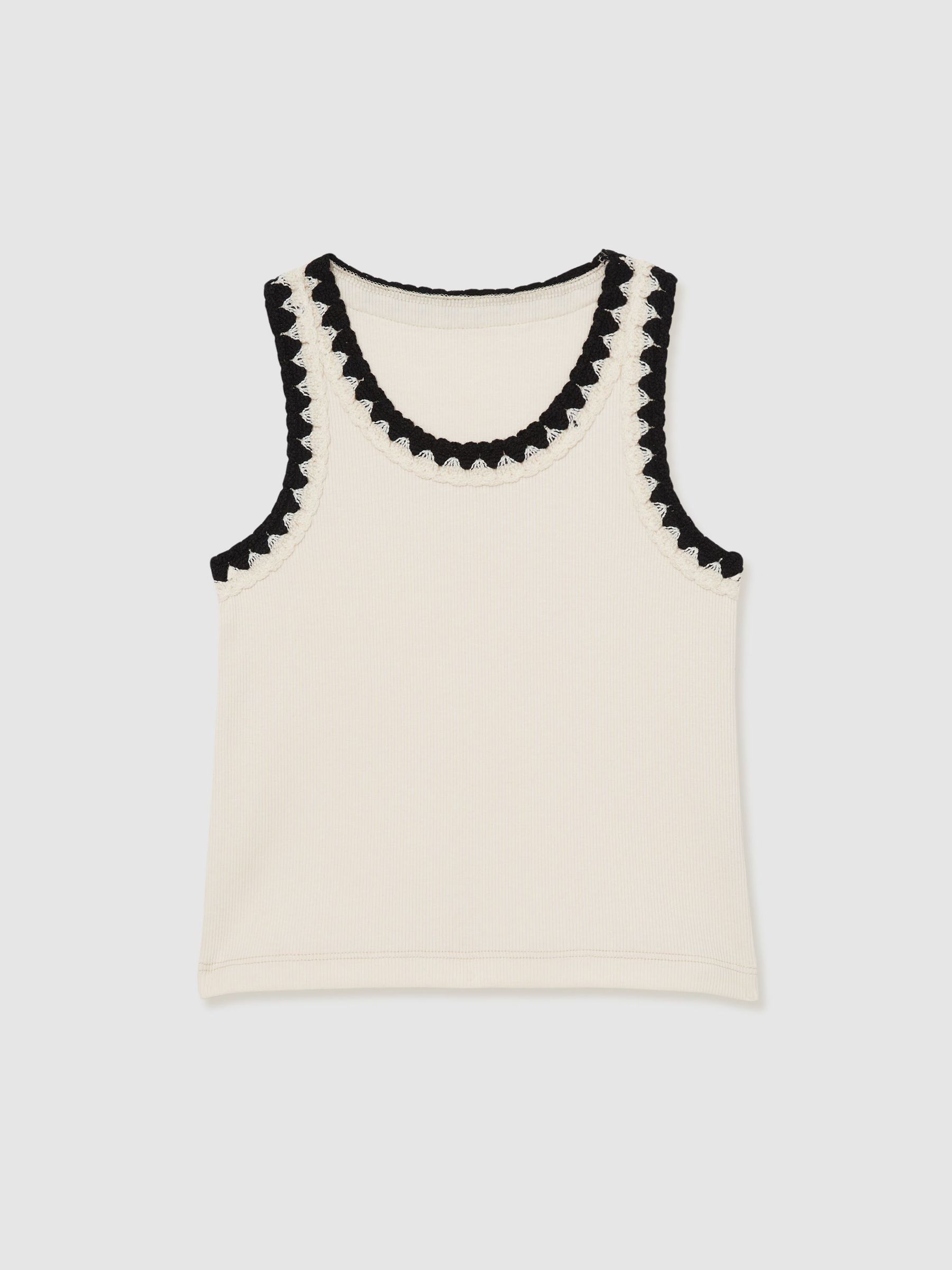 Cotton Crochet-Trim Vest in Ivory (AY3374) | €25