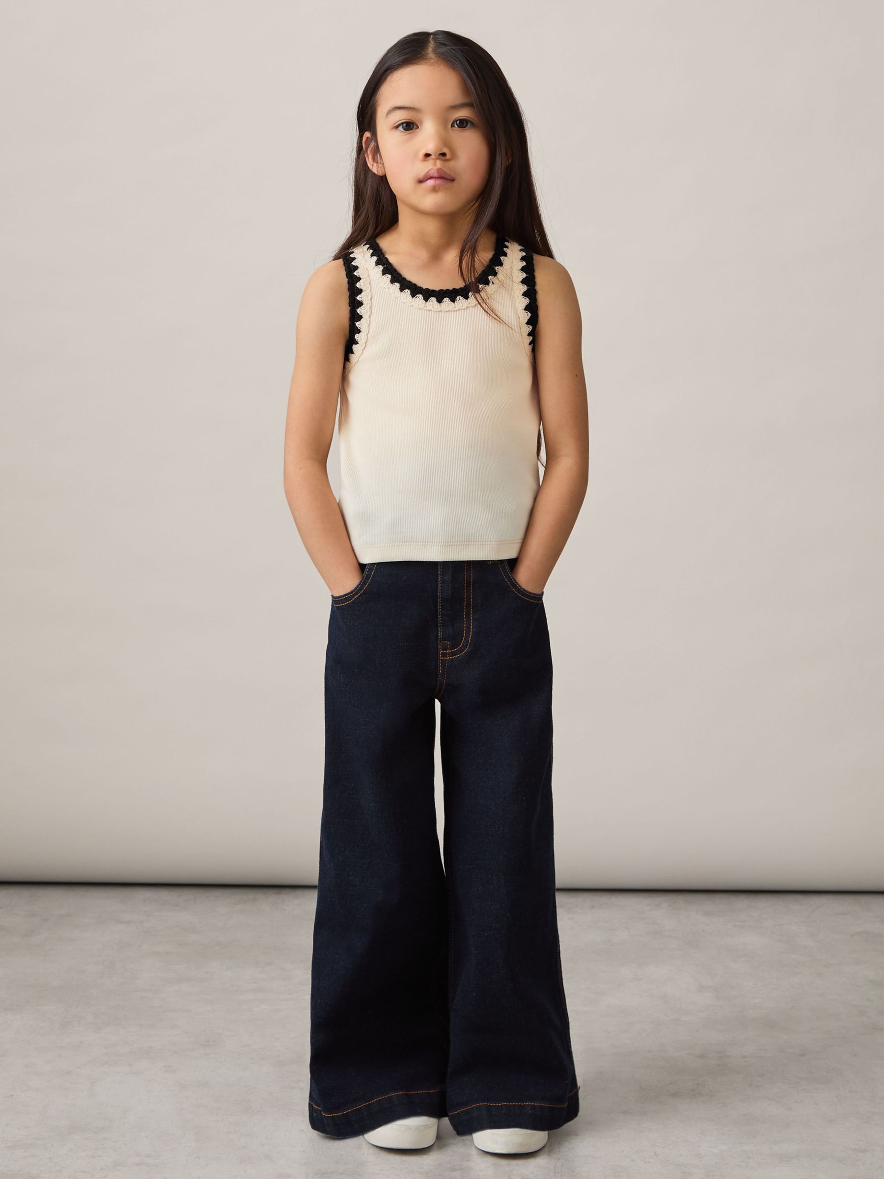 Cotton Crochet-Trim Vest in Ivory (AY3383) | €20