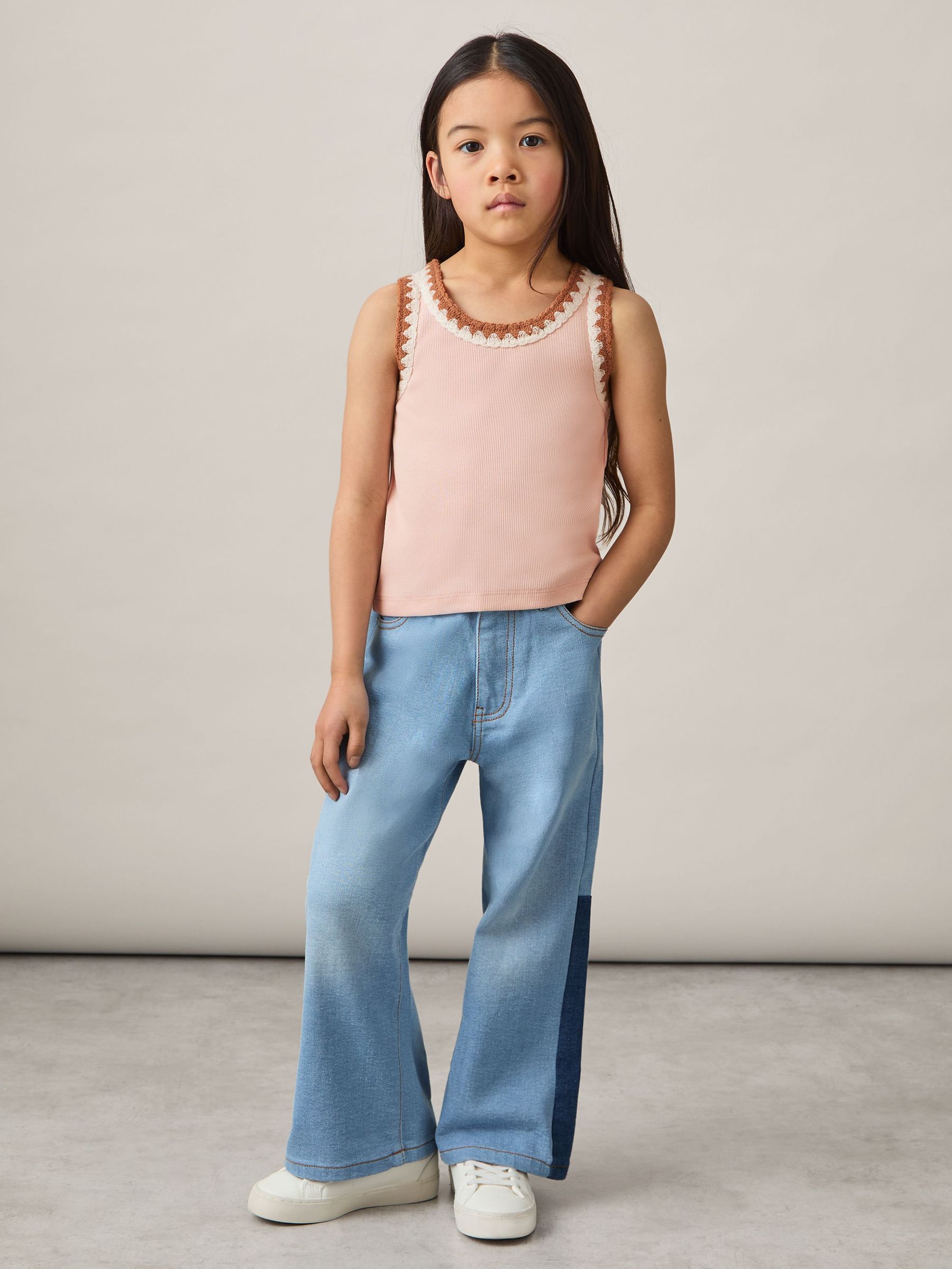Cotton Crochet-Trim Vest in Pink (AY3387) | CHF 25