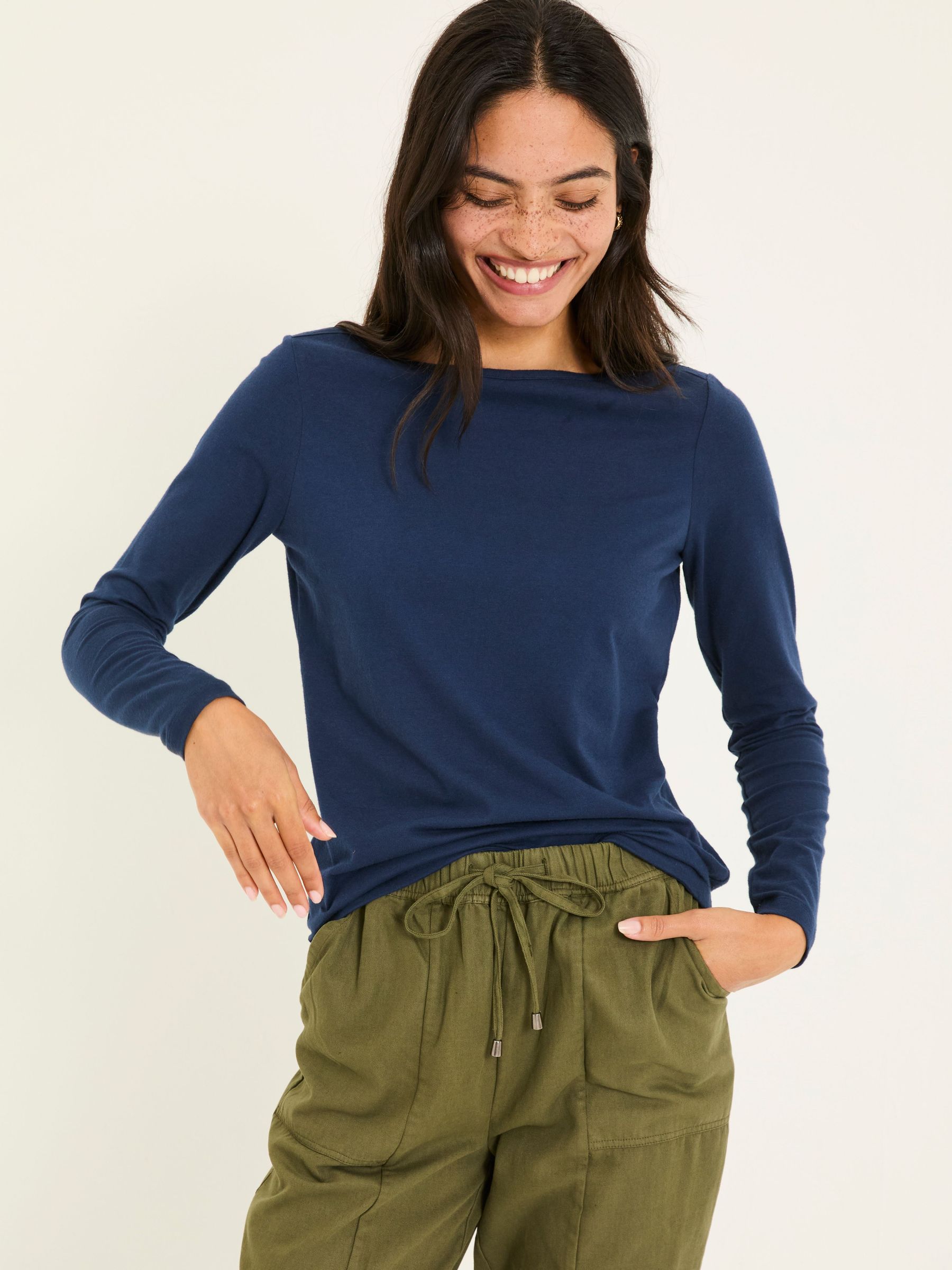 Bree Navy Long Sleeve T-Shirt (AY3416) | $46