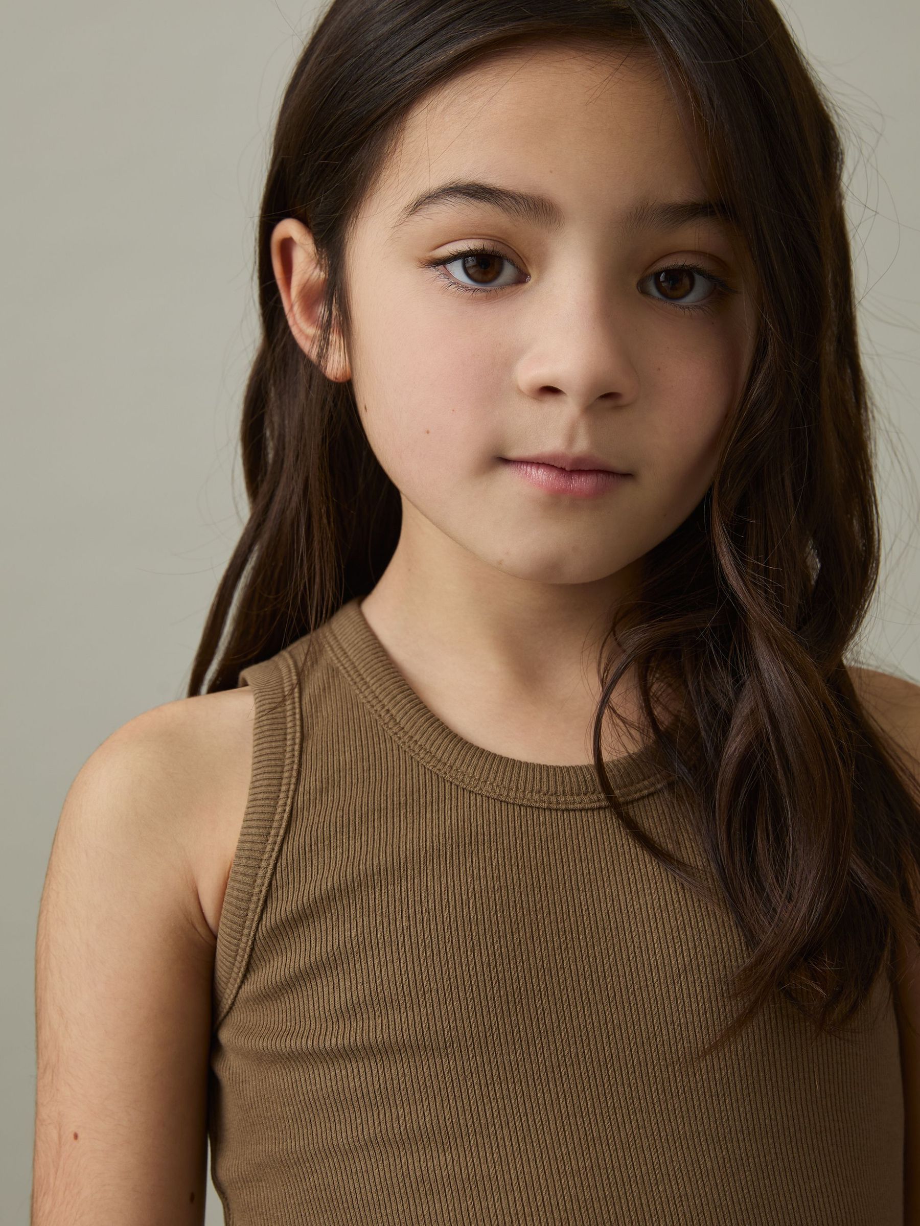 Cotton Blend Ribbed Vest in Khaki (AY3750) | €15