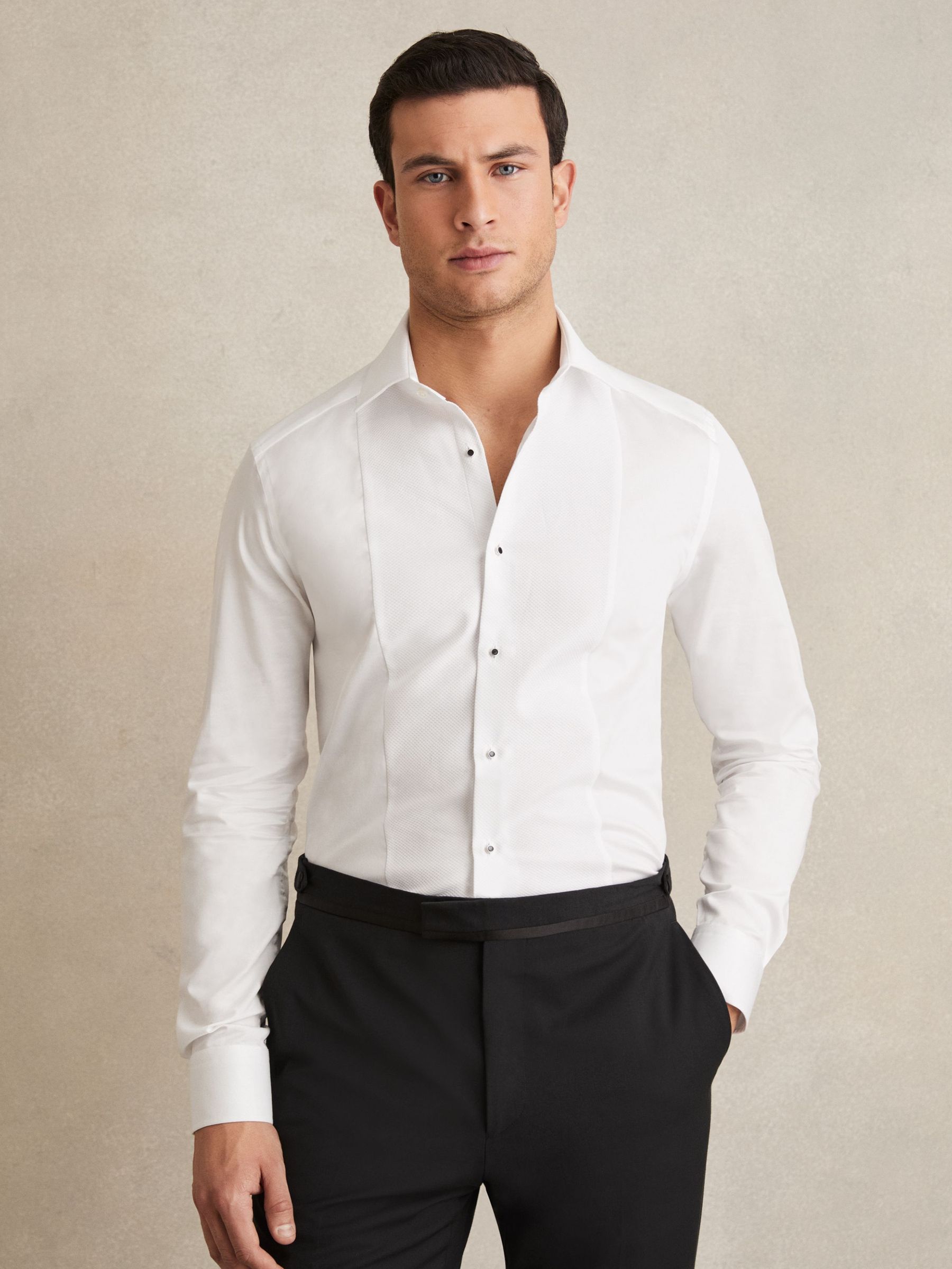 Cotton Slim-Fit Dinner Shirt in White (AY4955) | €170