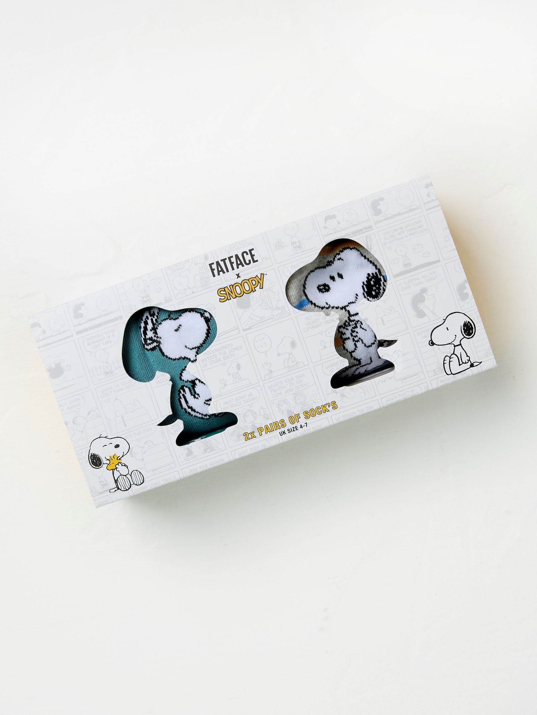 Multi Colour Snoopy Socks in a Gift Box 2 Pack (AY5666) | €16.50