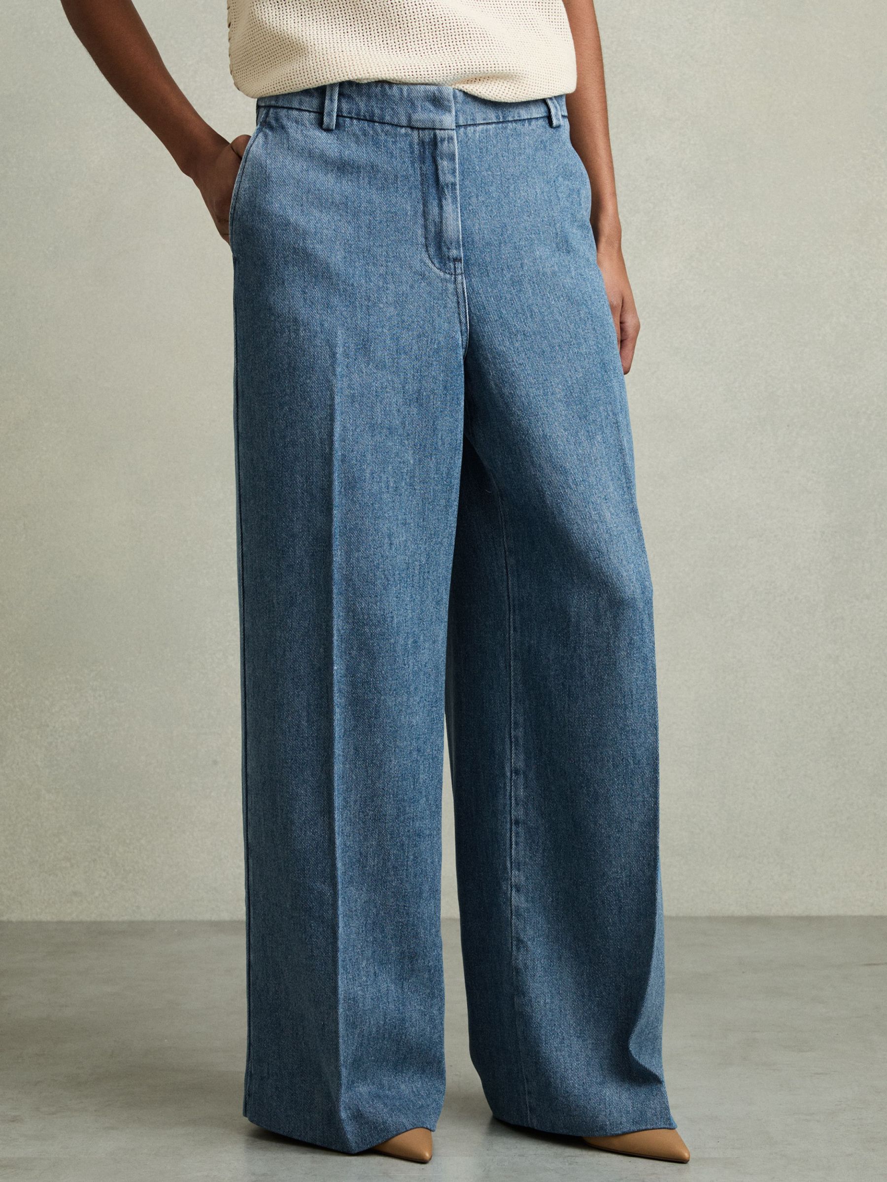 Petite Denim-Look Wide-Leg Trousers in Mid Blue (AY6533) | €220