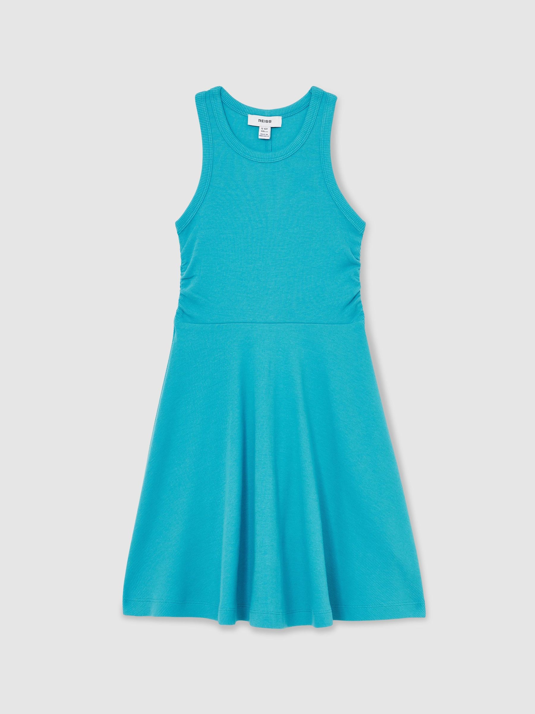 Jersey Ruched Skater Dress in Teal (AY6550) | US$55