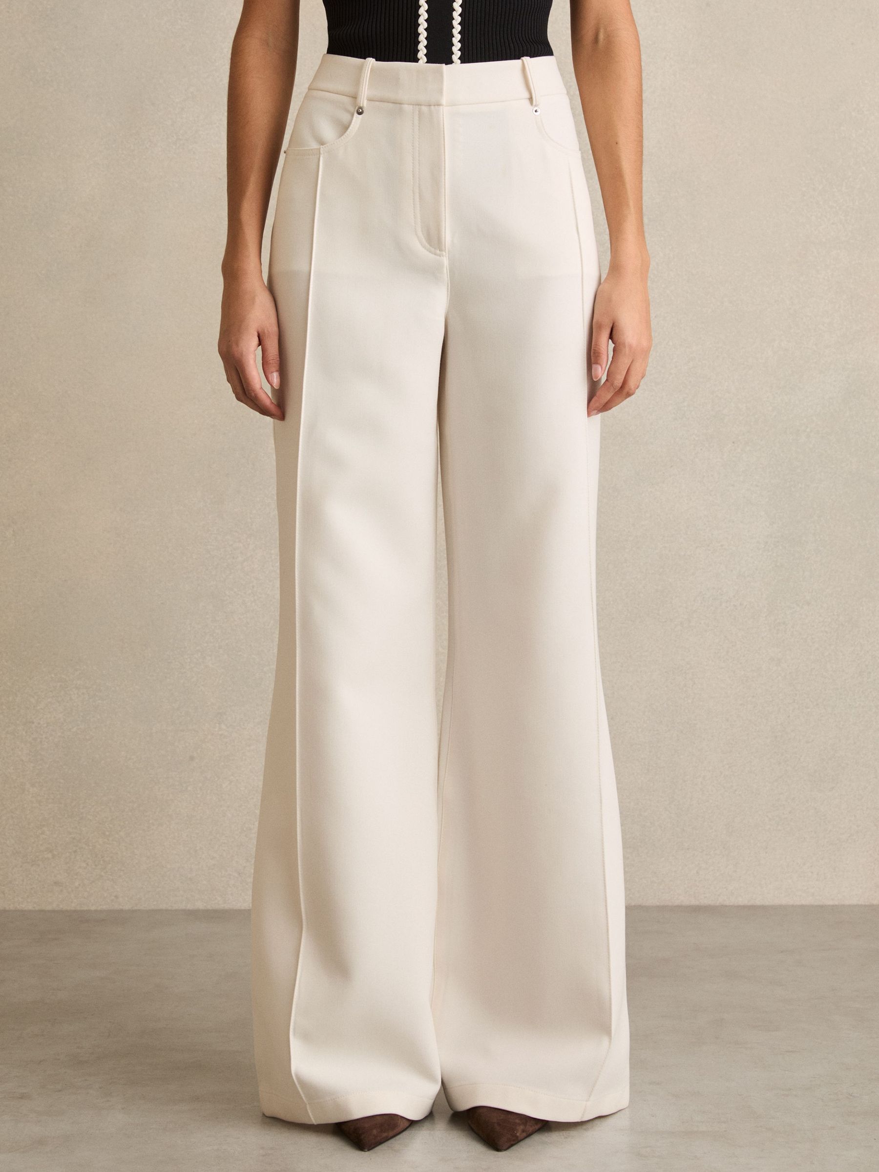 Petite Palazzo Tailored Trousers in Ivory (AY6557) | €195