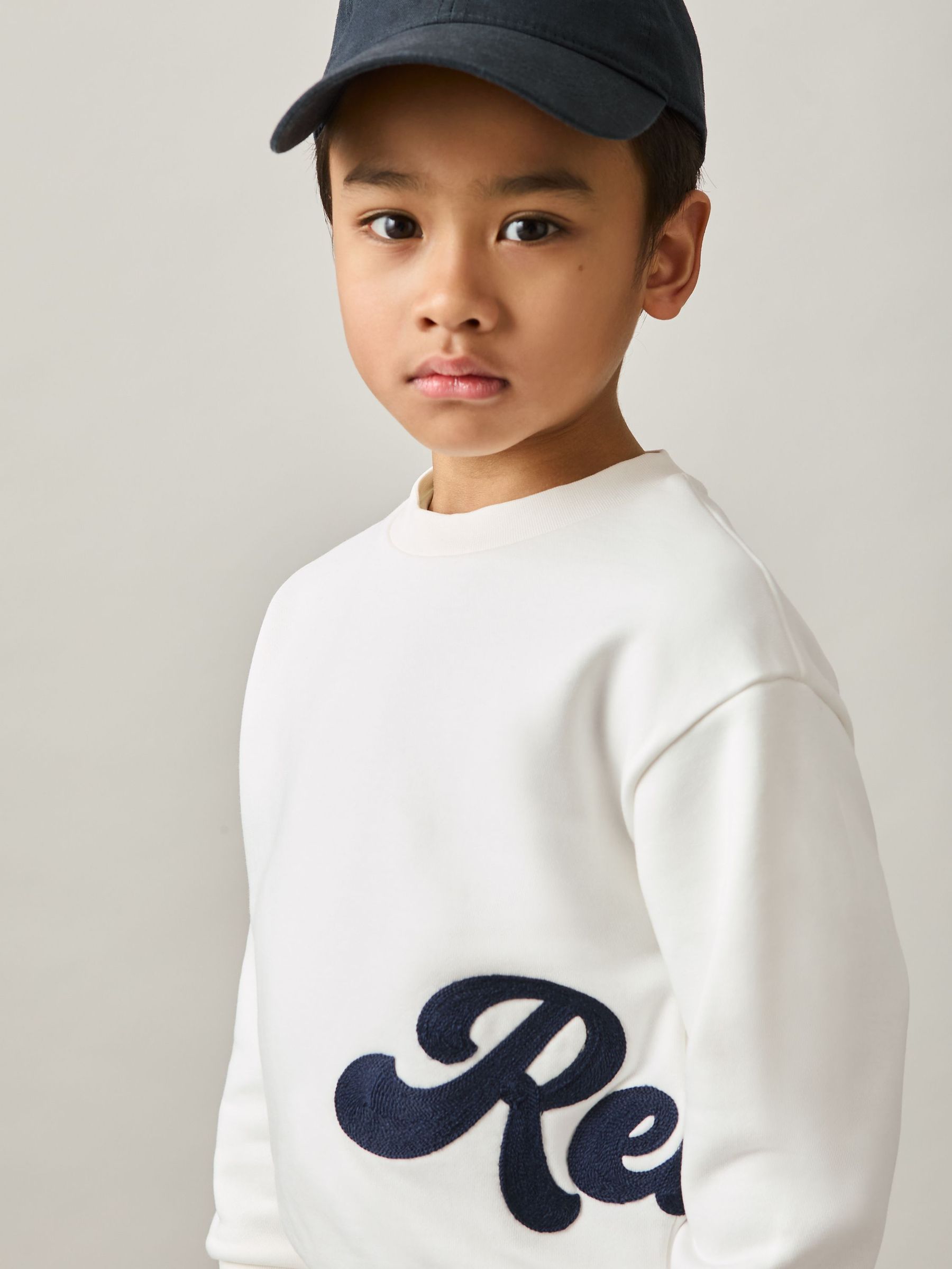 9-13 yrs Cotton-Blend Logo Script Sweatshirt in White (AY7481) | €55