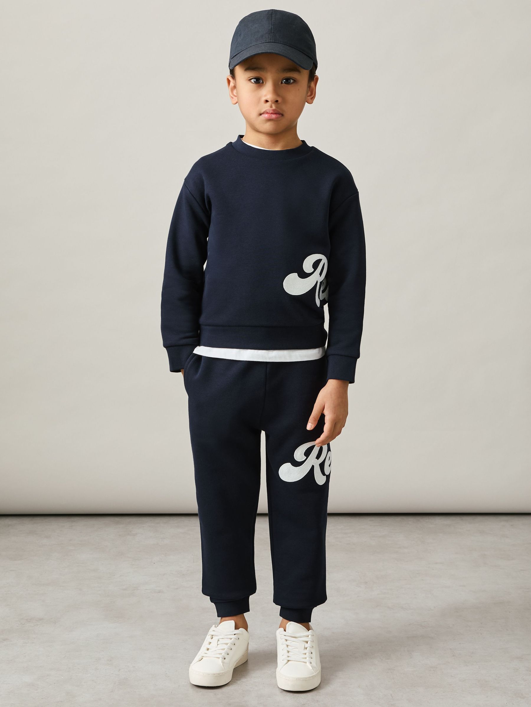 3-9 yrs Cotton-Blend Logo Script Joggers in Navy (AY7482) | 195 SAR