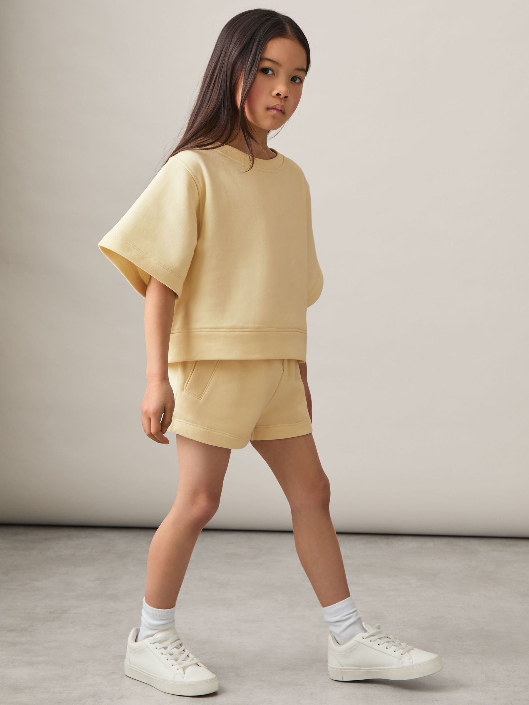 Cotton-Blend Sweatshirt And Shorts Set in Lemon (AY7486) | €40