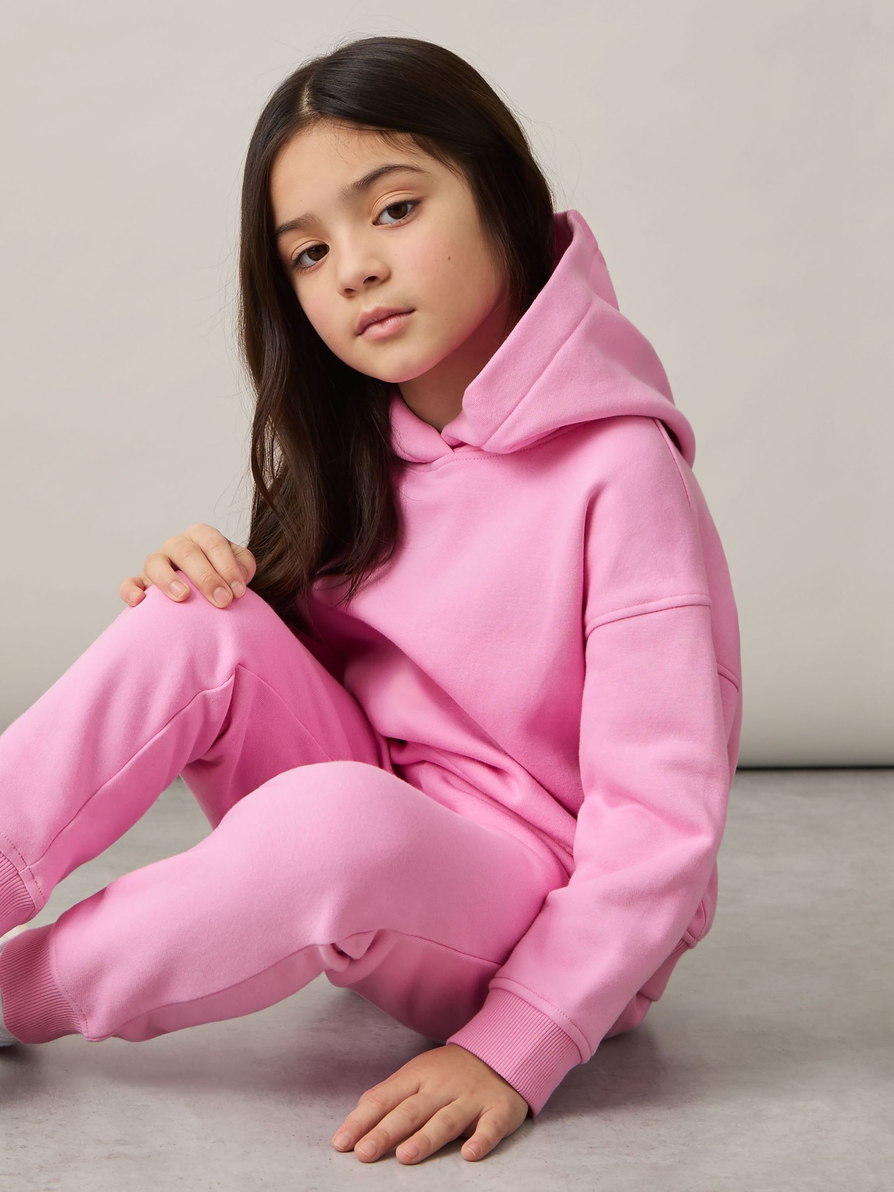 9-13 yrs Cotton-Blend Hoodie And Joggers Set in Bright Pink (AY7499) | 210 SAR