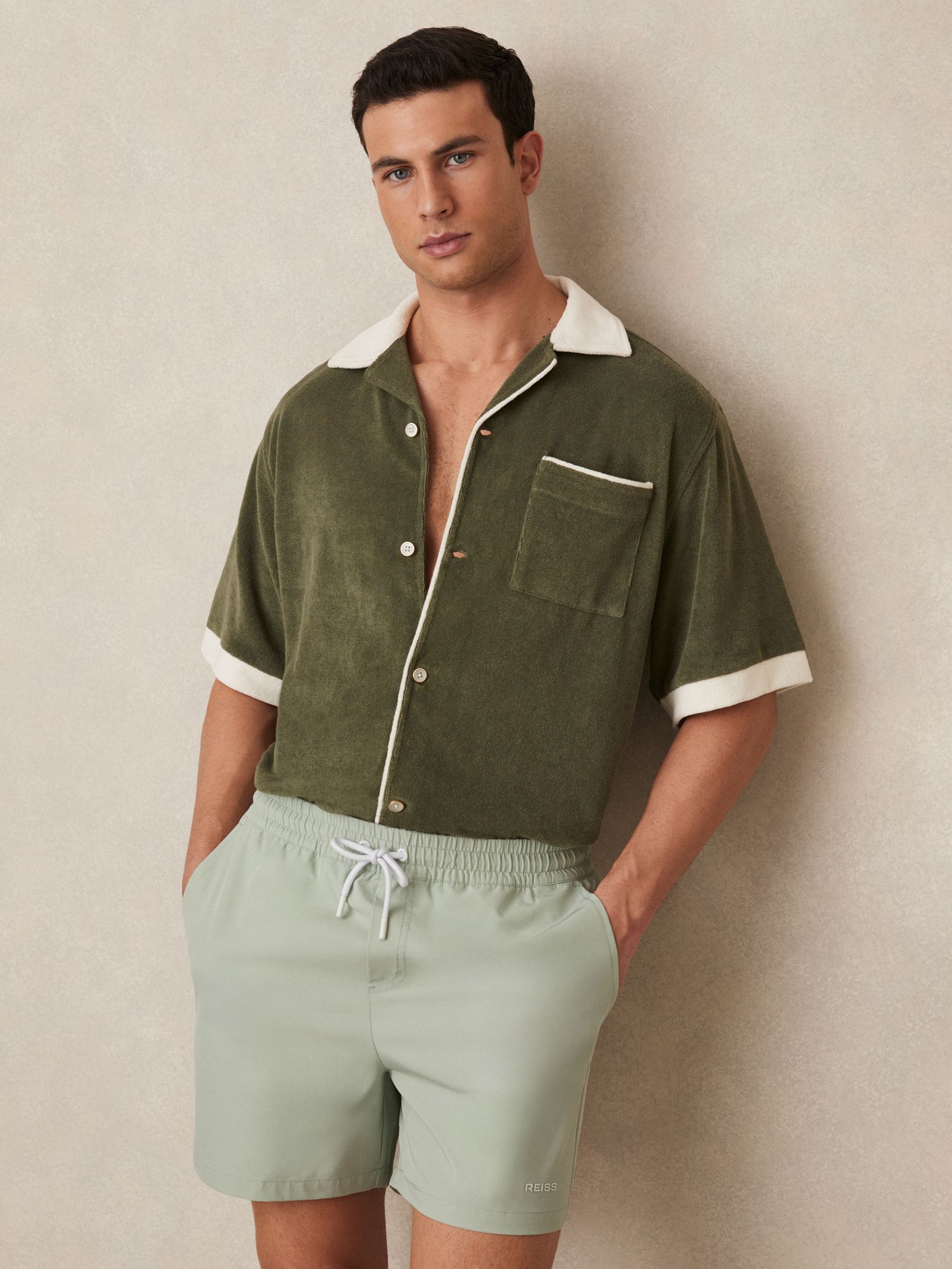 Logo Print Swim Shorts in Mint Green (AY7531) | €85