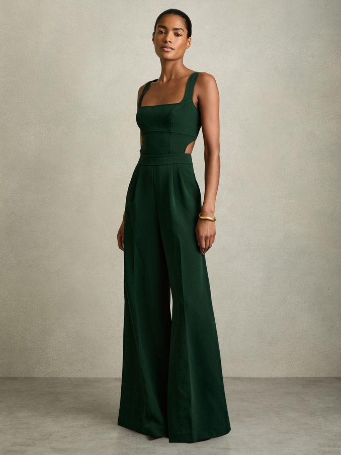 Wide-Leg Cut-Out Jumpsuit in Green (AY7532) | €345