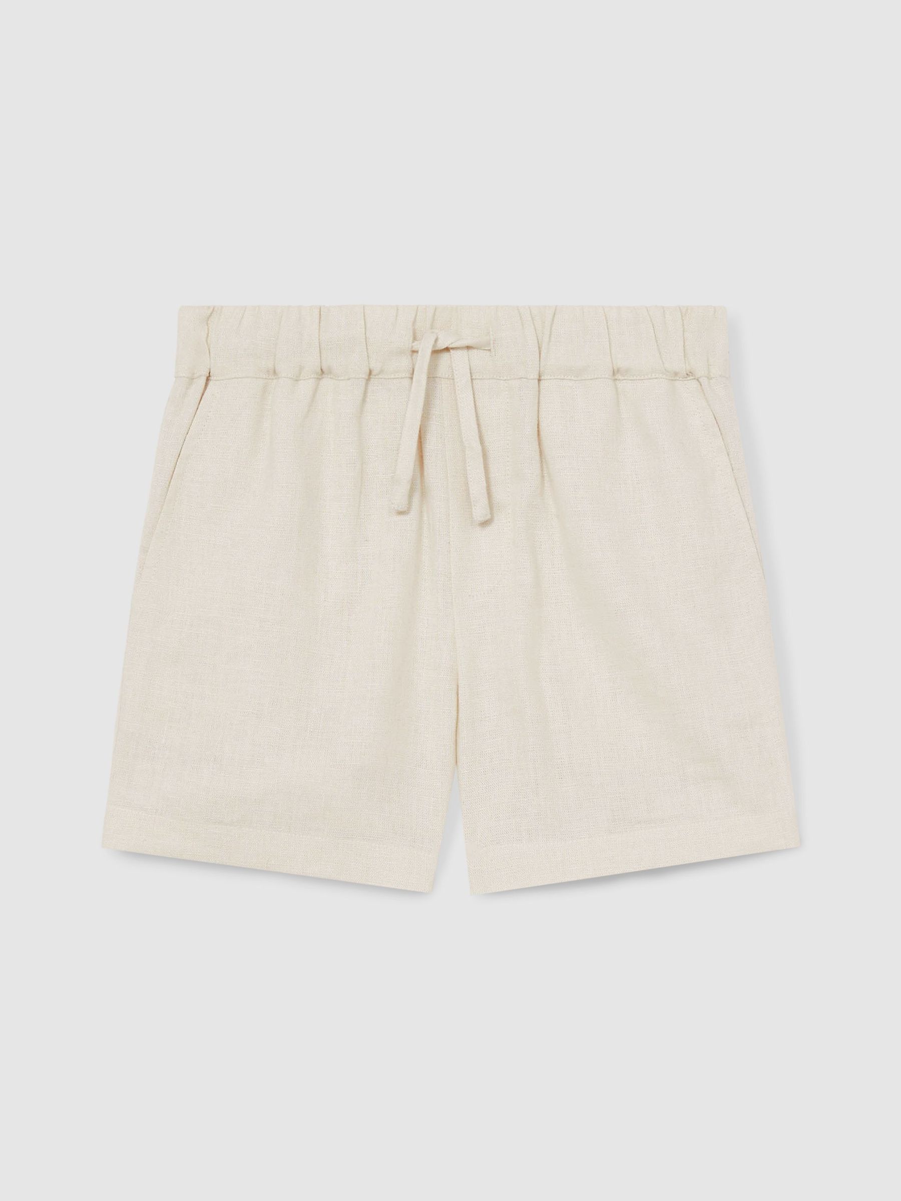 Linen Blend Drawstring Shorts in Stone (AY7533) | €50