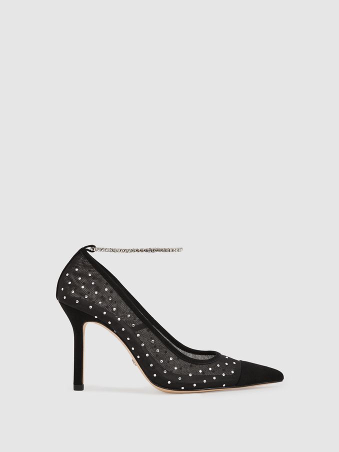 Paige Crystal-Embellished Mesh Court Shoes in Black (AY8089) | €465
