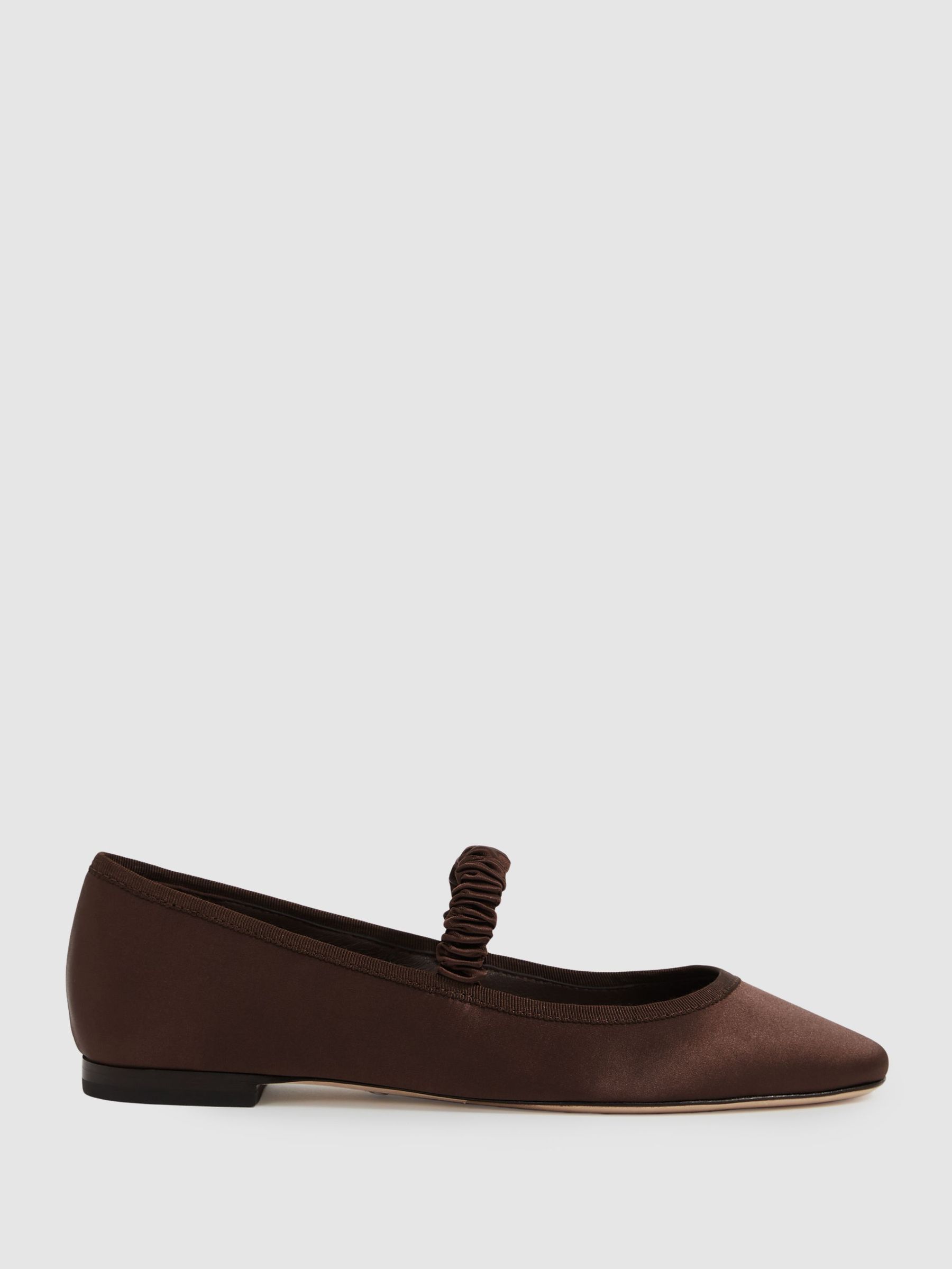Paige Satin Ballerina Shoes in Chocolate (AY8096) | US$445