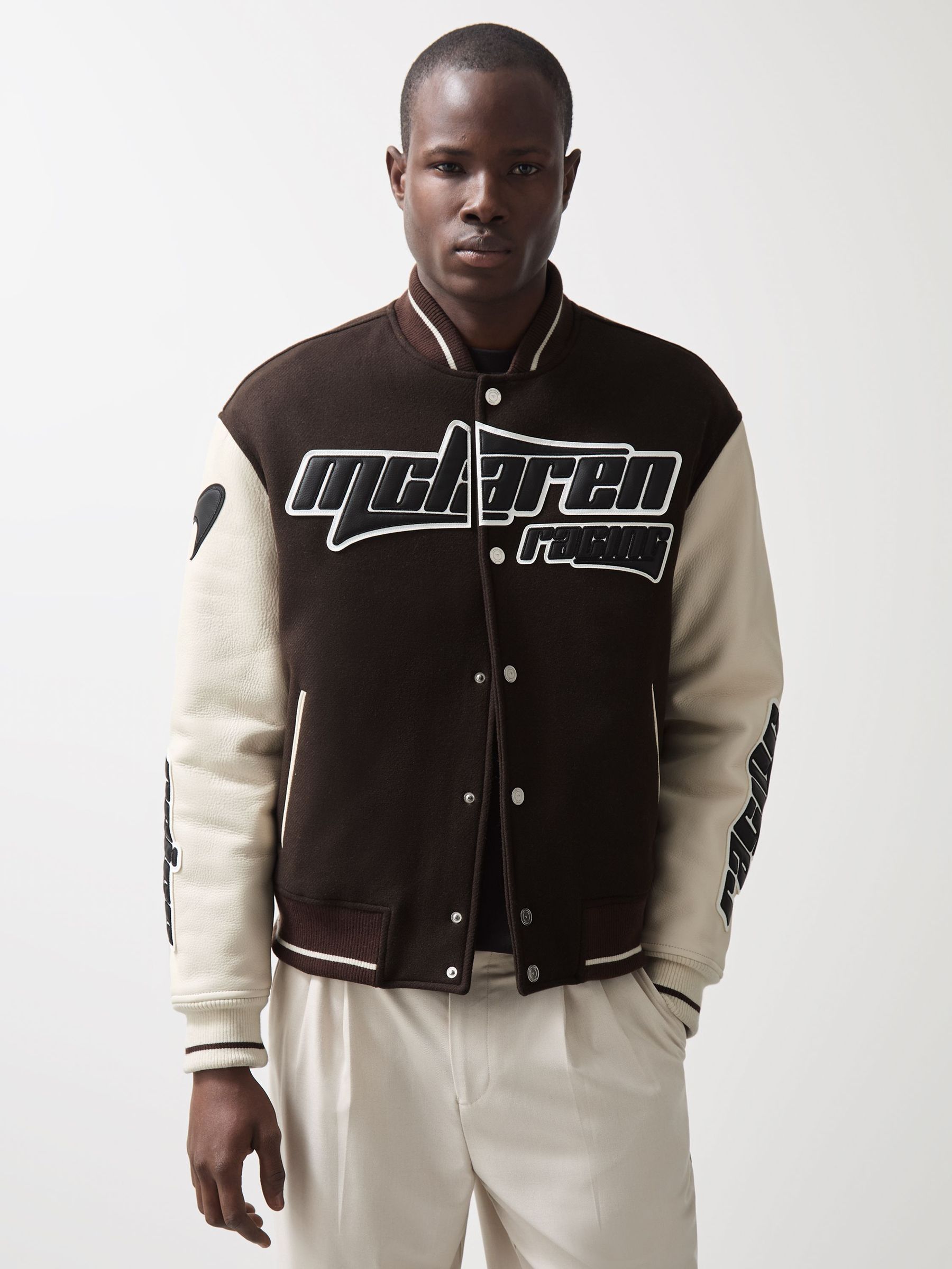 McLaren F1 Team Bomber Jacket in Brown/Ivory/White (AY8333) | €1,425