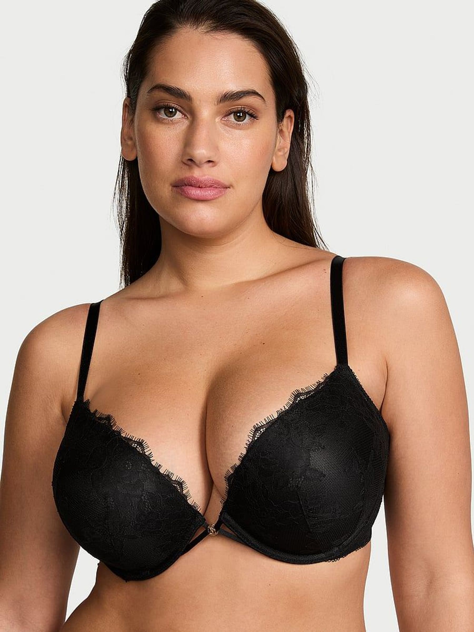 Black Add 2 Cups Push Up Bombshell Rose Lace Bra (AY8651) | €56