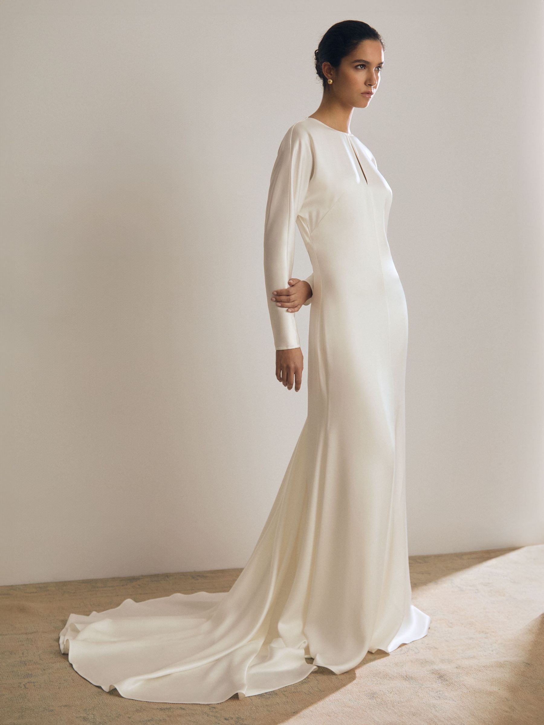 Atelier Duchess Satin Bridal Maxi Dress in White (AY8835) | US$1,100