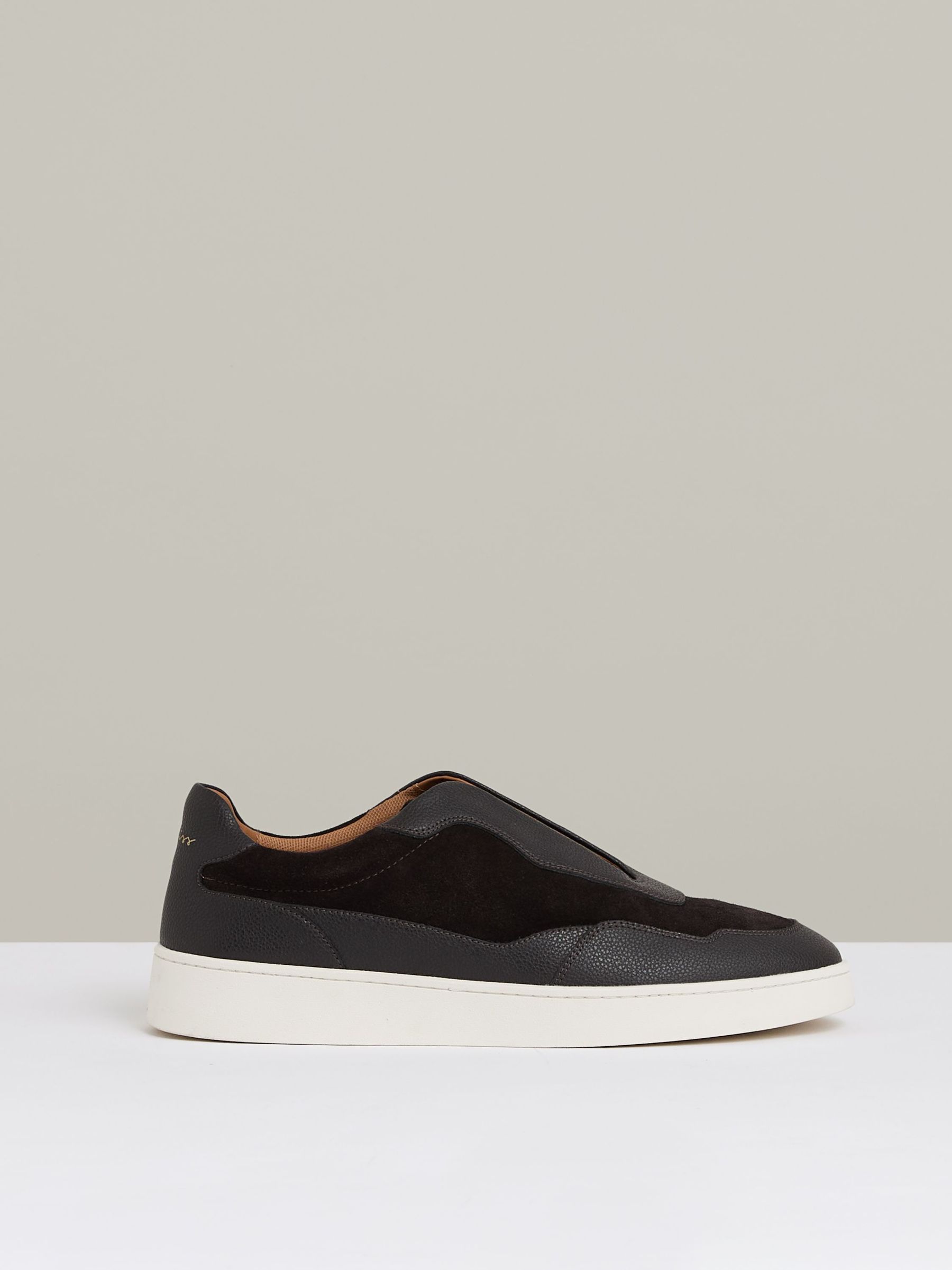 Grained Leather Elasticated Lace Trainers in Espresso Brown (AY8846) | €195
