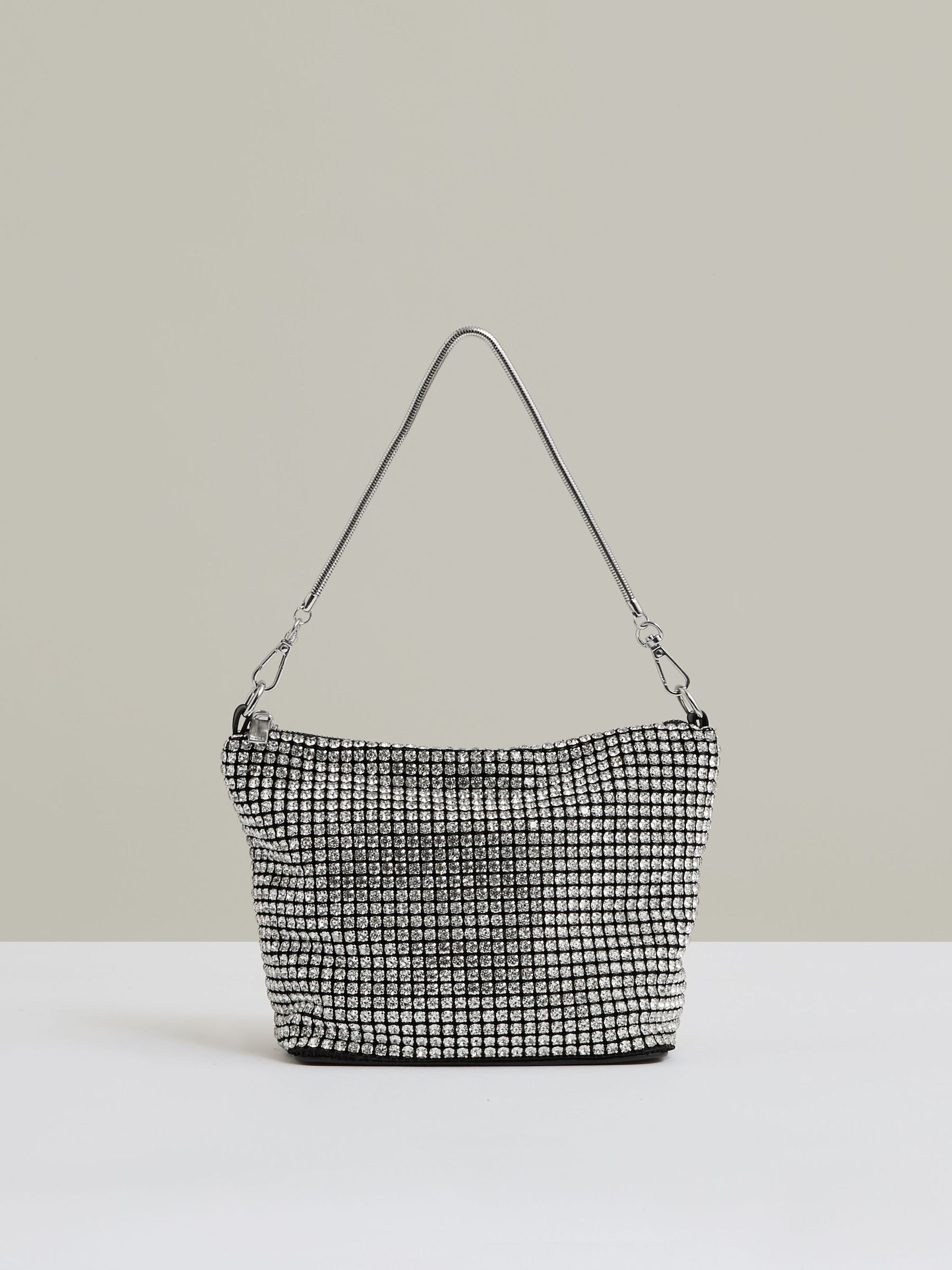 Crystal Bracelet Pouch Bag in Silver (AY8853) | US$160