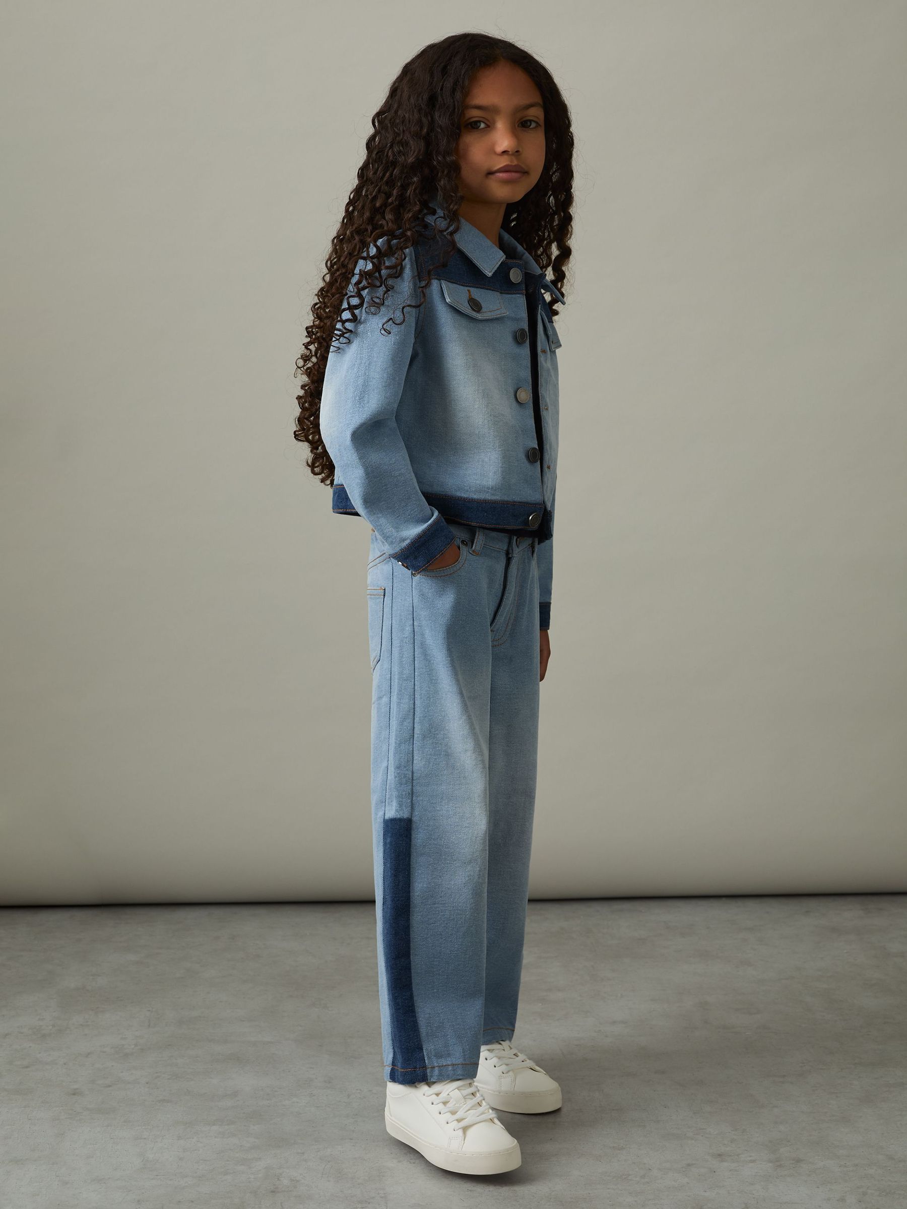 Patchwork Two-Tone Denim Jeans in Blue (AY8859) | US$90