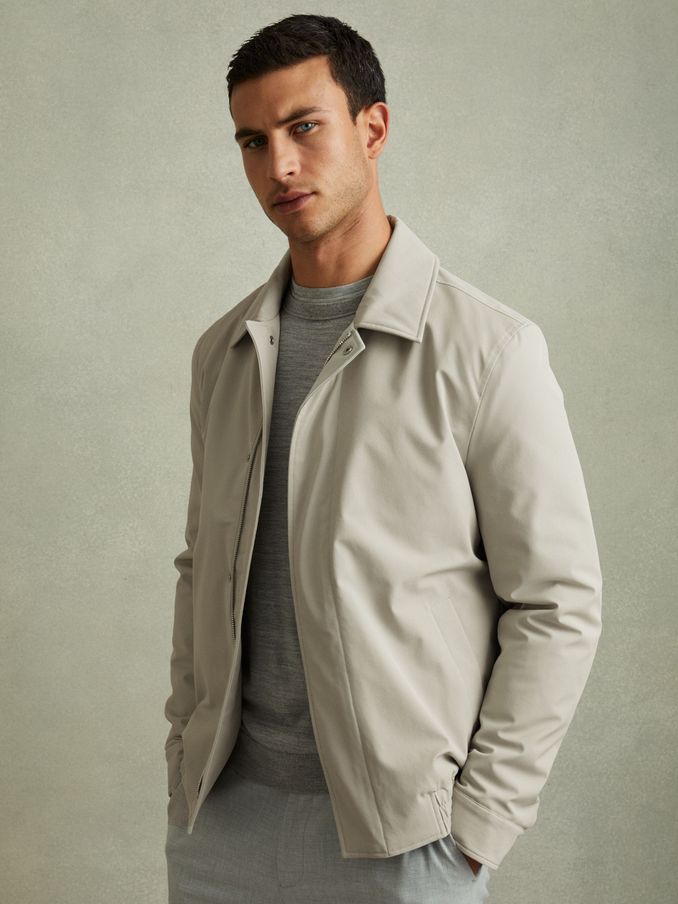 Elasticated Hem Harrington Jacket in Stone (B00243) | €164