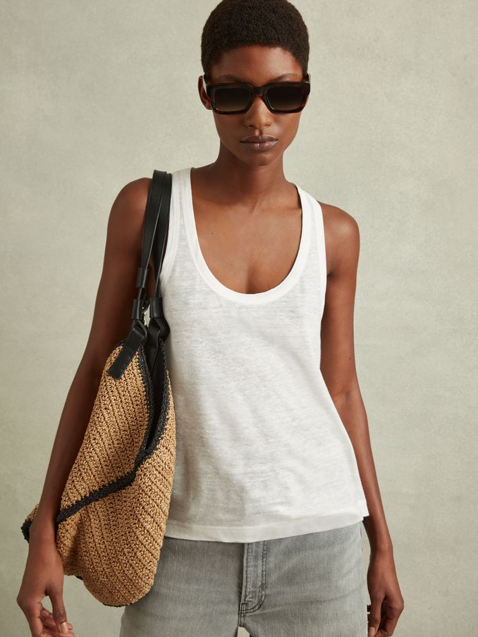 Scoop Neck Vest in White (B02770) | US$37