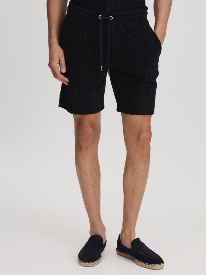 Towelling Drawstring Shorts in Navy (B04402) | €53