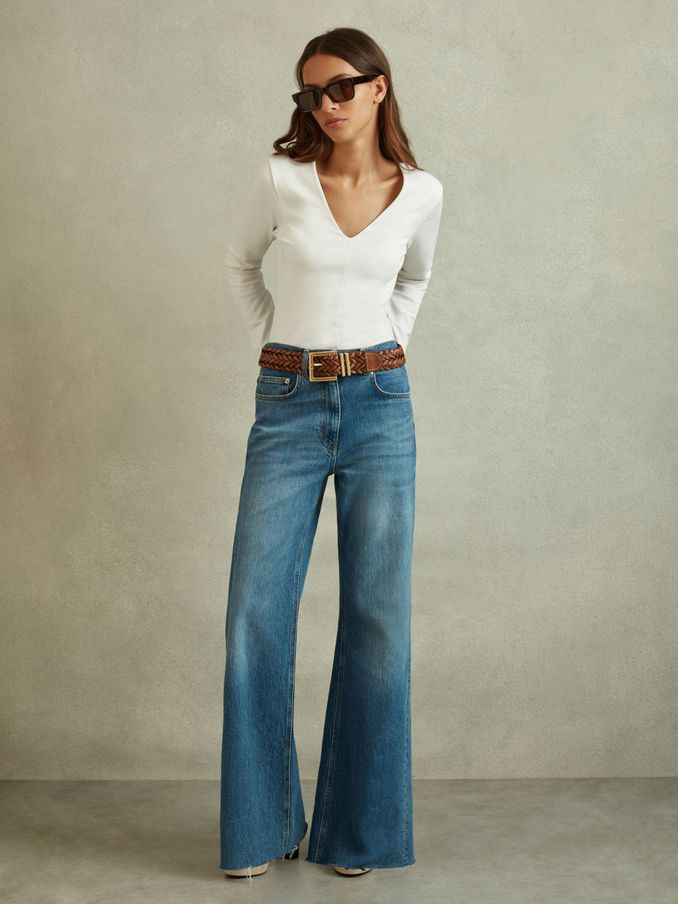 Modal Blend V-Neck Top in Ivory (B04420) | €53