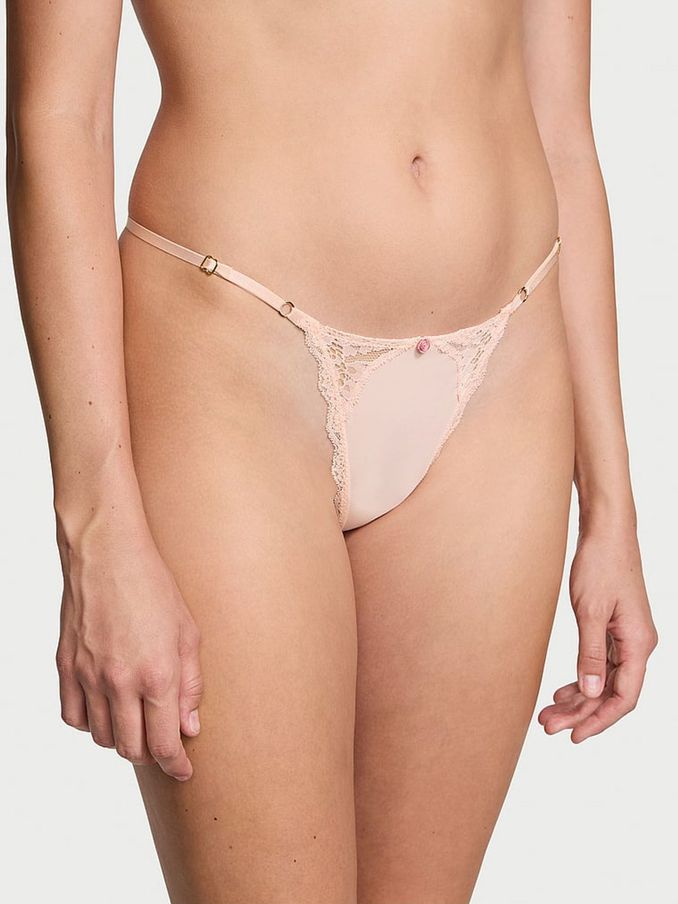 Purest Pink Lace Trim G String Knickers (B04633) | €15.50