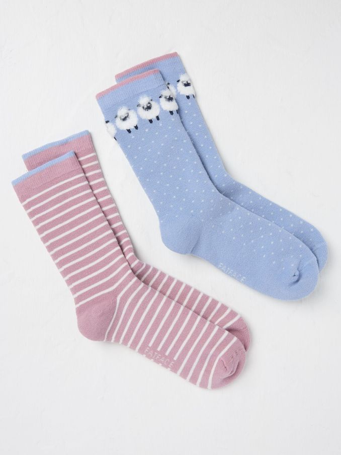 Blue 2 Pairs of Sheep Welly Socks (B05230) | €7