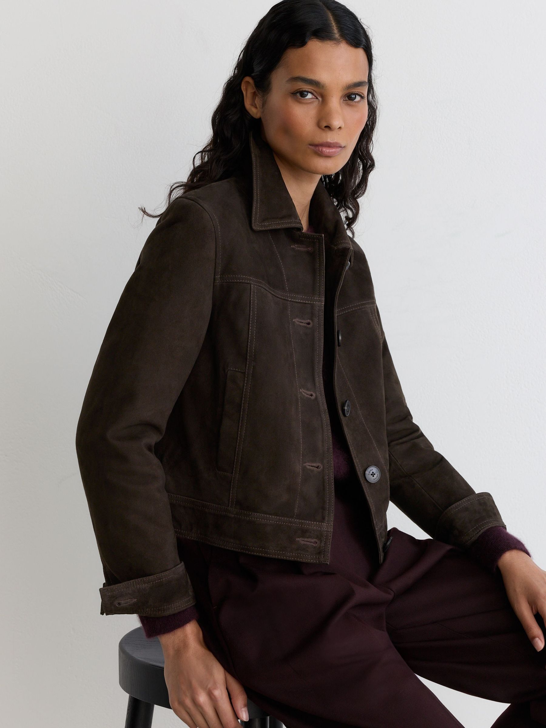 Ebony Brun - Suede Trucker Jacket